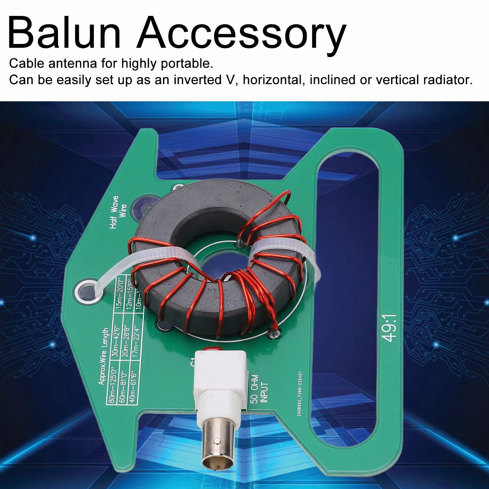 Zrównoważony do Niezbalansowanego Transformatora Krótkofalówka Bez Strojenia Antena 5 do 35 MHz Karta Interfejsu Anteny Balun PCB 49:1