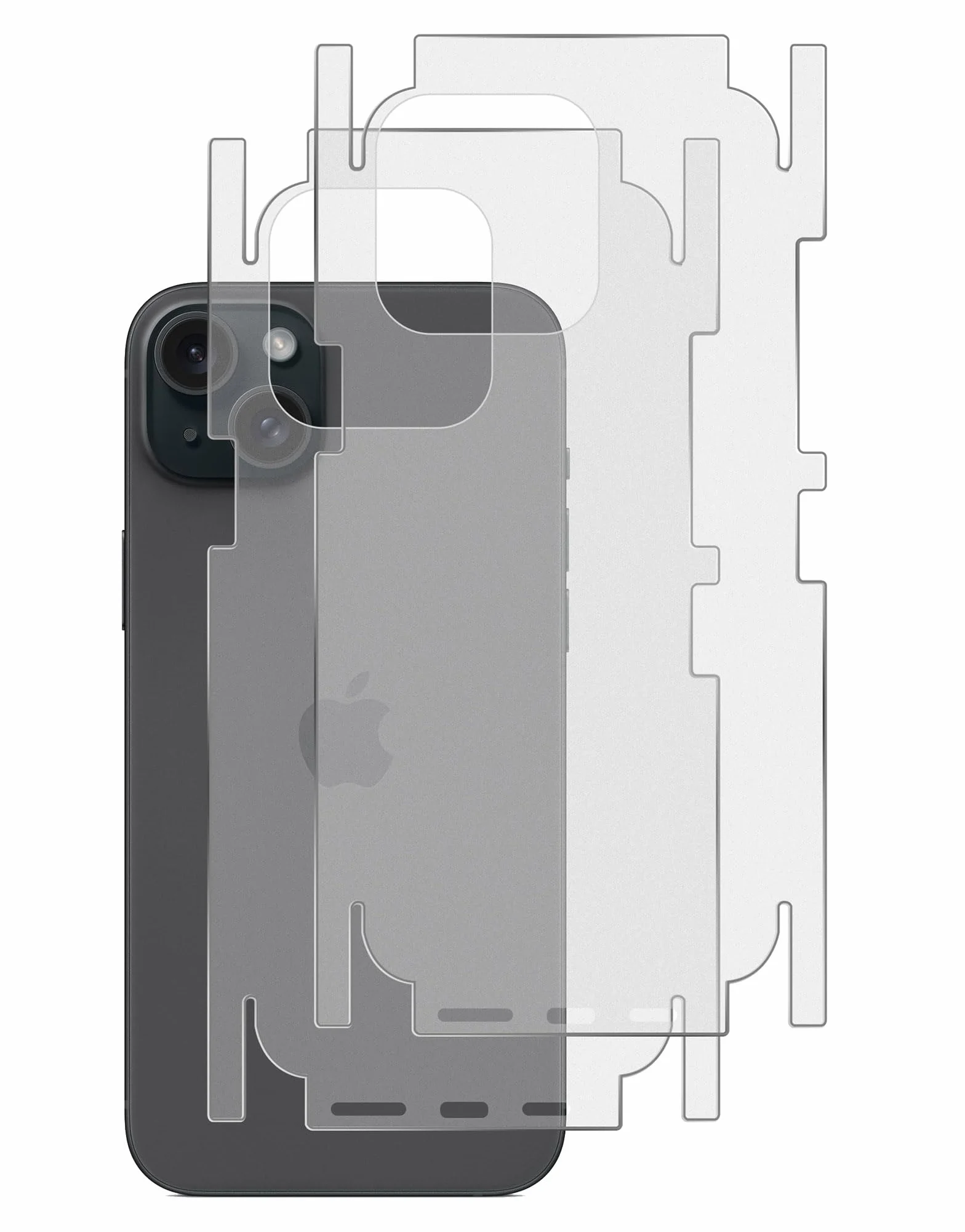 2 sztuki osłony tylnej do iPhone 15 Plus, folia ochronna TPU, matowa tekstura, przezroczysta