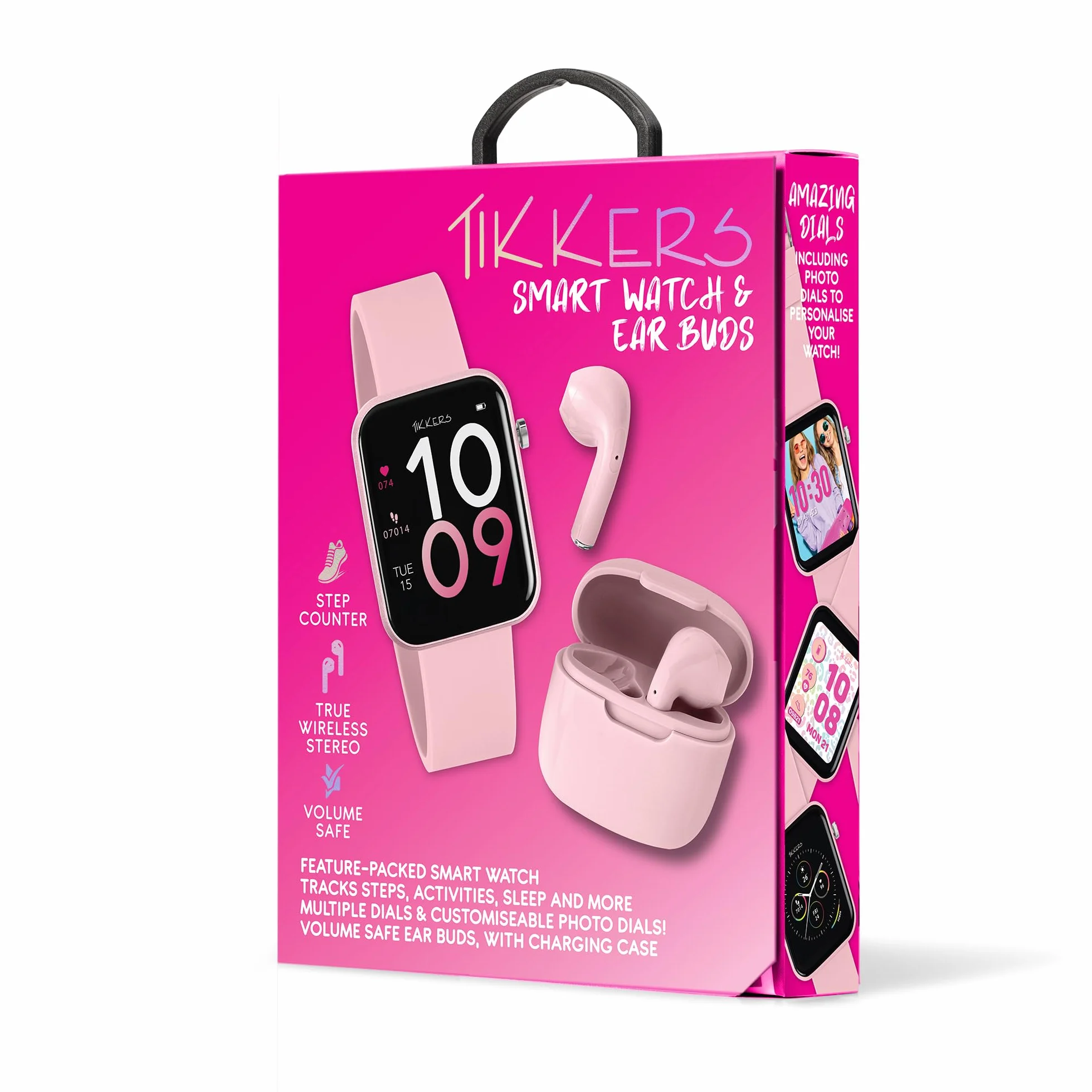 Tikkers Smart Series 13 - Różowy silikonowy pasek Smart Watch & Earbuds Set TKS13-0031-SET