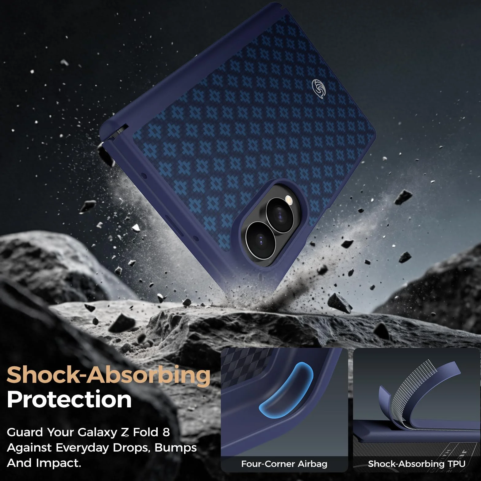 BENKS Magnetyczne Etui do Samsung Galaxy Z Fold 8 Wstrząsy Etui | Z Ochroną Zawiasu i folią Ochronną na Ekran, Wykonane z włókna Kevlar i TPU, Ochrona Przed Upadkiem Klasy Wojskowej