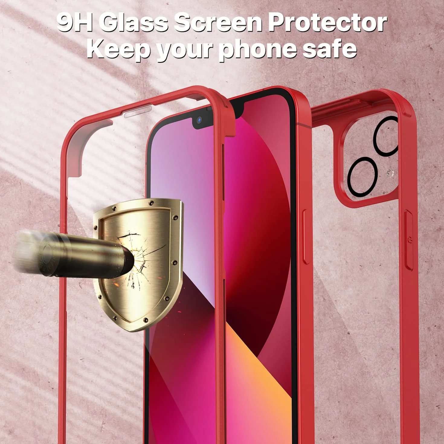 CENHUFO Etui ochronne do iPhone 13 Mini, etui ochronne 360 stopni z wbudowanym szkłem pancernym 9H, ochrona wyświetlacza i ochrona aparatu, odporne na uderzenia, etui typu bumper, etui na telefon