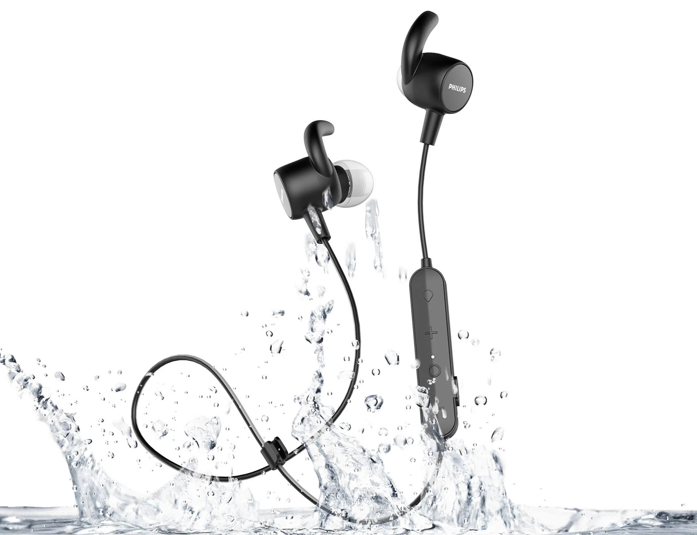 Philips Audio Sportowe słuchawki douszne (Bluetooth, 6 godzin pracy baterii, wbudowany czujnik tętna, funkcja szybkiego ładowania, wodoszczelność IPX5, odporne na pot), czarne, SN503, rozmiar