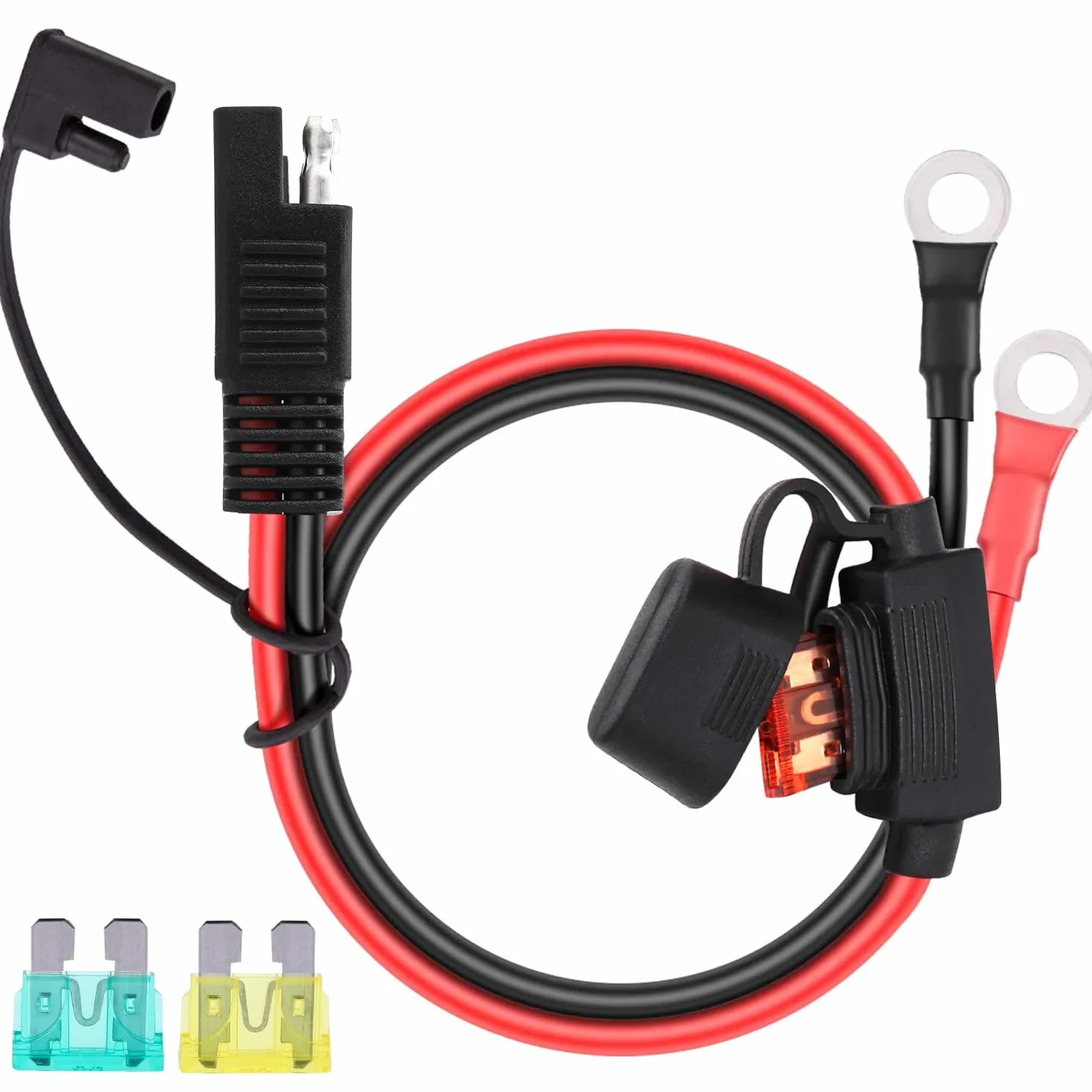 10AWG zacisk SAE do O-ring, przyłącze akumulatora SAE, 40 A, 2-pinowe szybkozłączka, kabel przedłużający SAE, do paneli słonecznych, samochodowych, motorowych, motorowych, kamperów, 60 cm