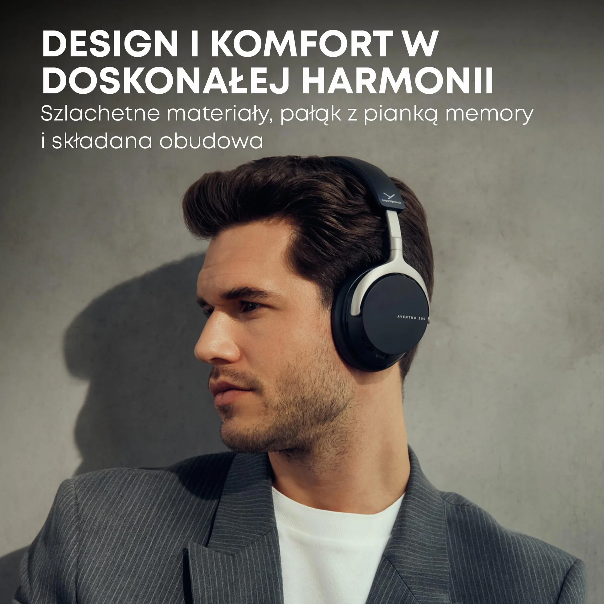 beyerdynamic AVENTHO 200 bezprzewodowe słuchawki nauszne z redukcja szumów, 60 uur batterijduur, opvouwbare behuizing, vervangbare oorkussens, in czarny - nieuwe update beschikbaar via app