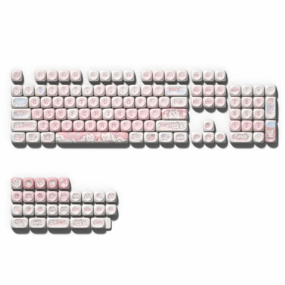 Keycaps PBT Keycap Set Sublimowane fioletowe nakładki na klawisze z królika do mechanicznej klawiatury do gier 132 klawisze