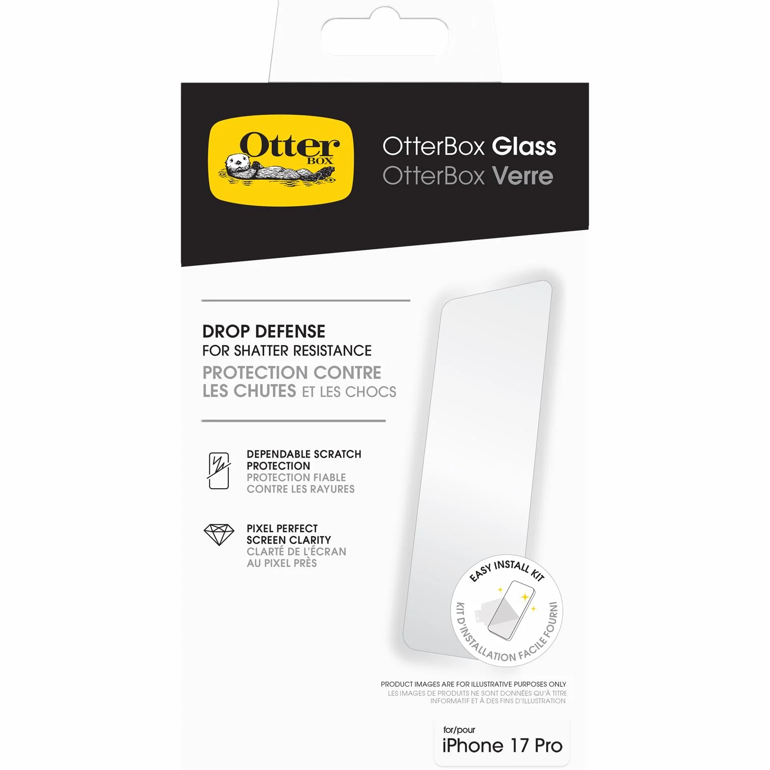 OtterBox Glass Ochraniacz ekranu dla iPhone 17 Pro | Szkło hartowane o twardości 9H, dwukrotna ochrona przed zarysowaniami i rozbiciem w razie upadku