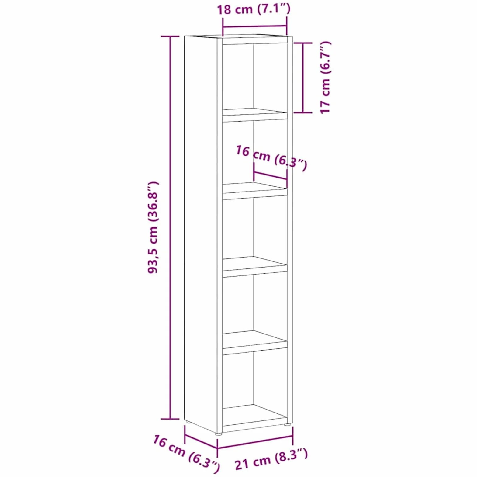 Regał na płyty CD, zestaw 2 szt. – pionowy system sortowania płyt CD z materiału drewnopochodnego, biały, 21 x 16 x 93,5 cm, do kolekcji muzyki w salonie lub biurze