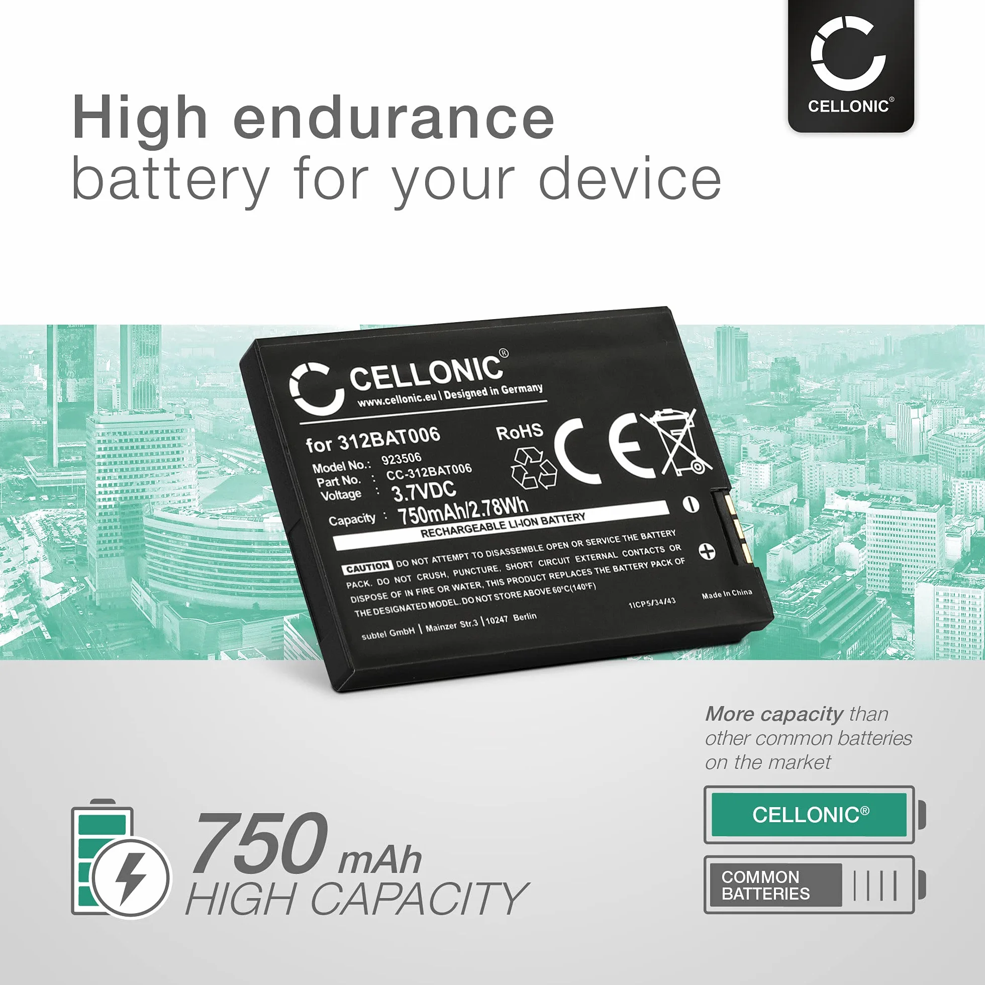 CELLONIC, Akumulator kompatybilny z AVM Fritz!Fon C5, FON M2, C4 (750 mAh, 3,7 V) akumulator zamienny 312BAT006, BAK130506