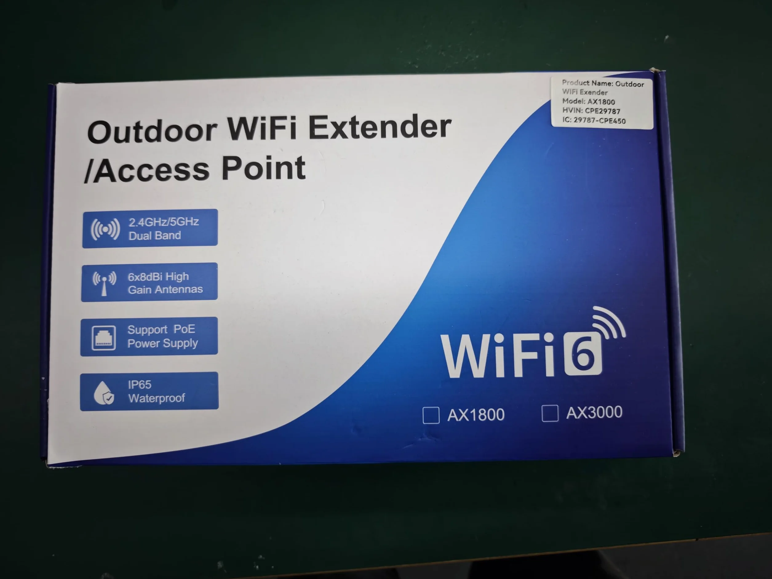 AX1800 Wzmacniacz WiFi 6 zewnętrzny, odporny na warunki atmosferyczne IP67, pasywny PoE, odpowiedni do użytku na podwórku