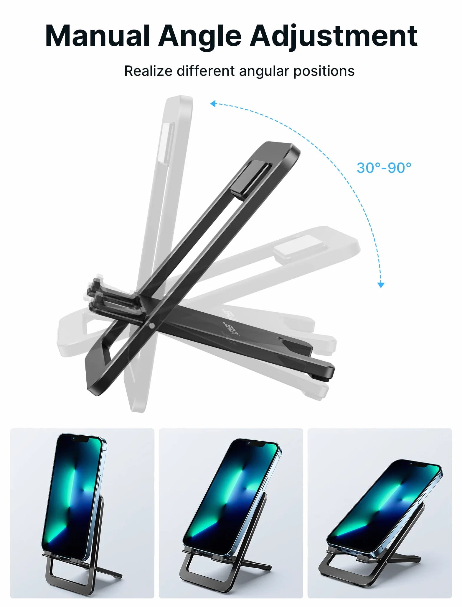 Stojak na telefon komórkowy JSAUX, składany aluminiowy uchwyt na telefon komórkowy Stół Uchwyt na telefon komórkowy Stojak na telefon komórkowy kompatybilny z iPhone 17 16 15 14 13 12 Pro Max X Xr