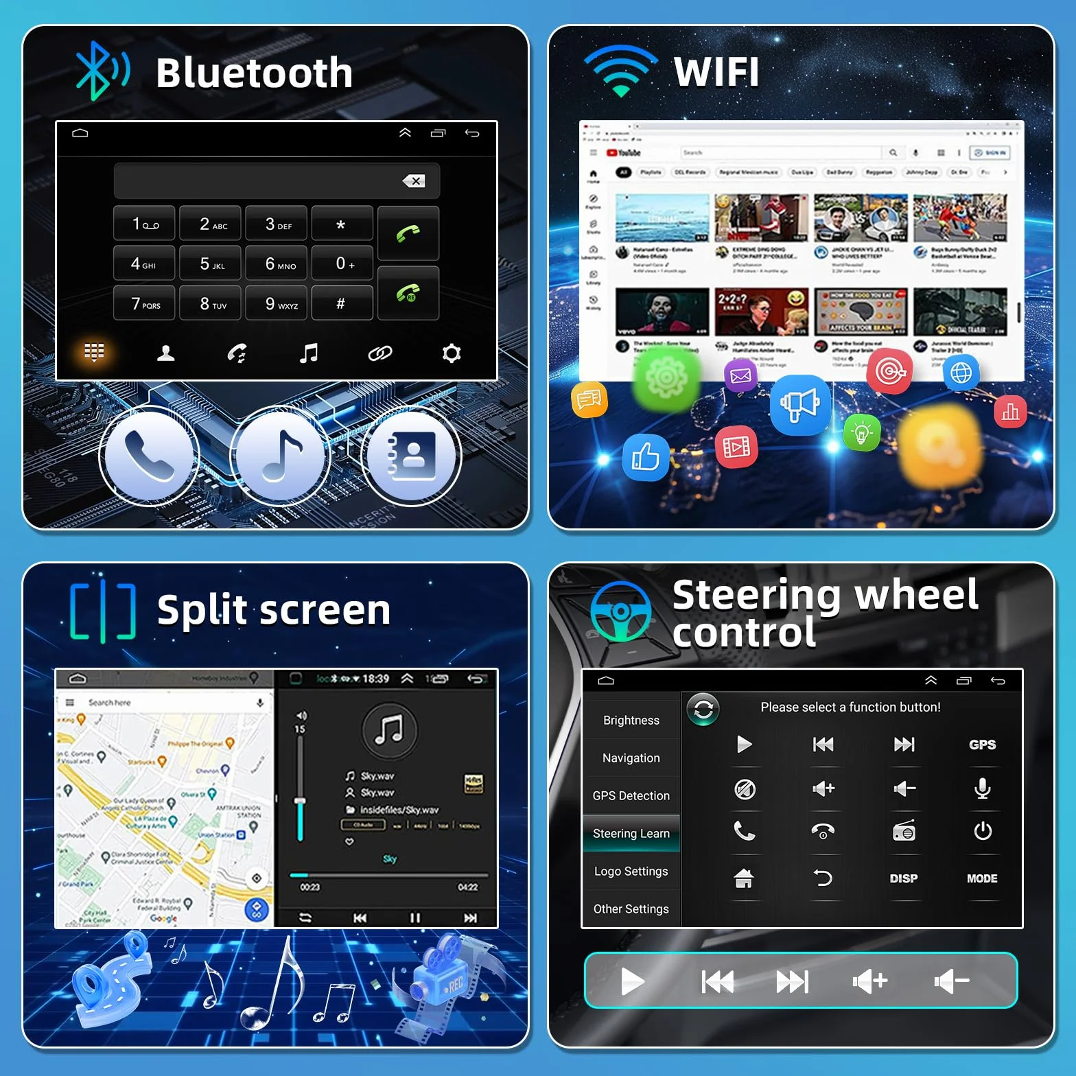 BYNYXI 9 cali 4 GB + 64 GB bezprzewodowy i przewodowy Android auto CarPlay dla Yaris XP90 2005-2012, Android 14 nawigacja GPS WIFI Bluetooth sterowanie głosem widok z tyłu samochodowy ekran stereo