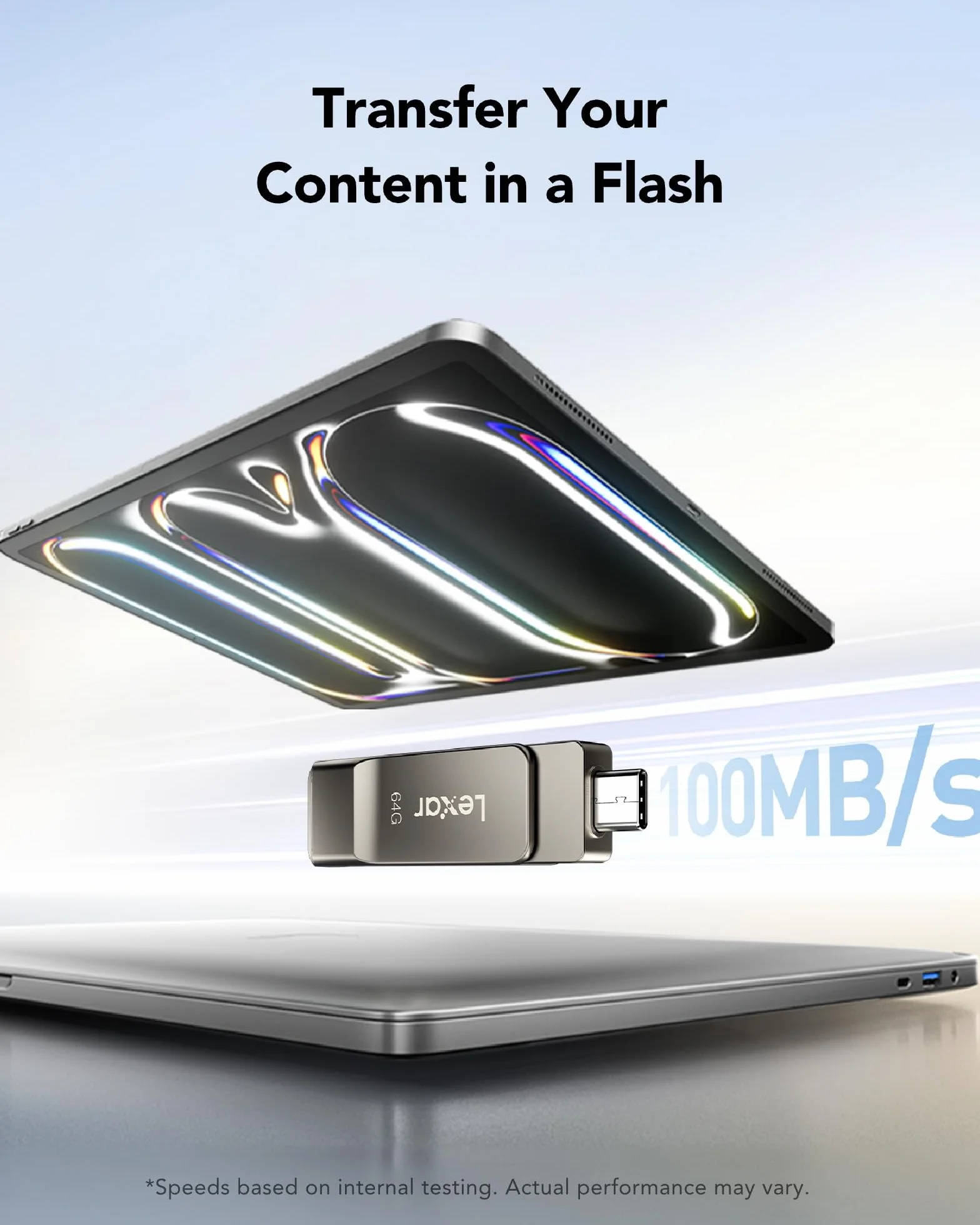 Lexar D40E 64GB Dual USB 3.2 Gen 1 Type-C Jump Drive, USB-C Flash Drive Materiał metalowy obrotowy klucz USB, kompatybilny z iPhonem, szary tytanowy