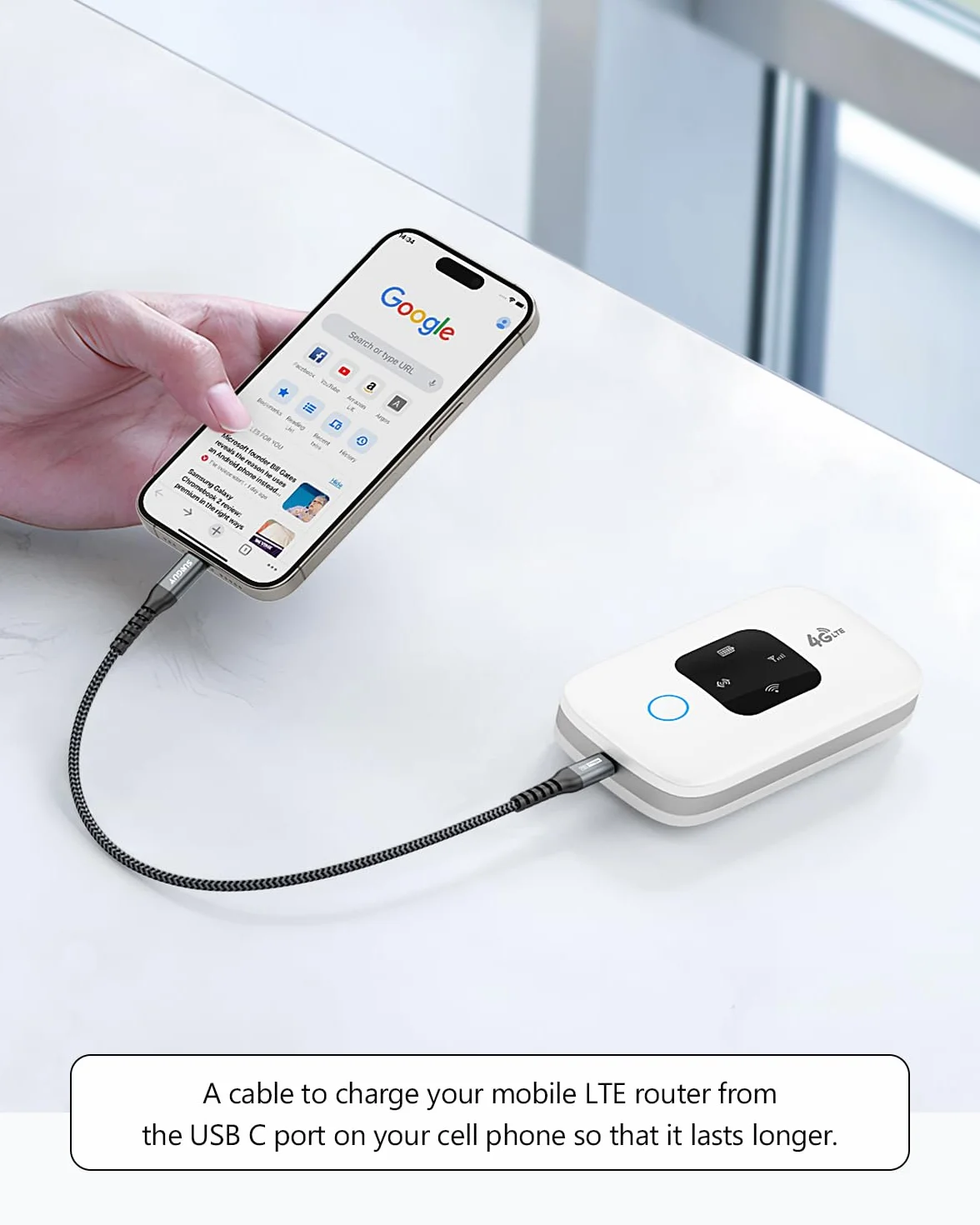SUNGUY Kabel USB C do Micro USB OTG, 480 Mbit/s, Kompatybilny z MacBook Pro, Galaxy S21 S20 S10 - 0.5m