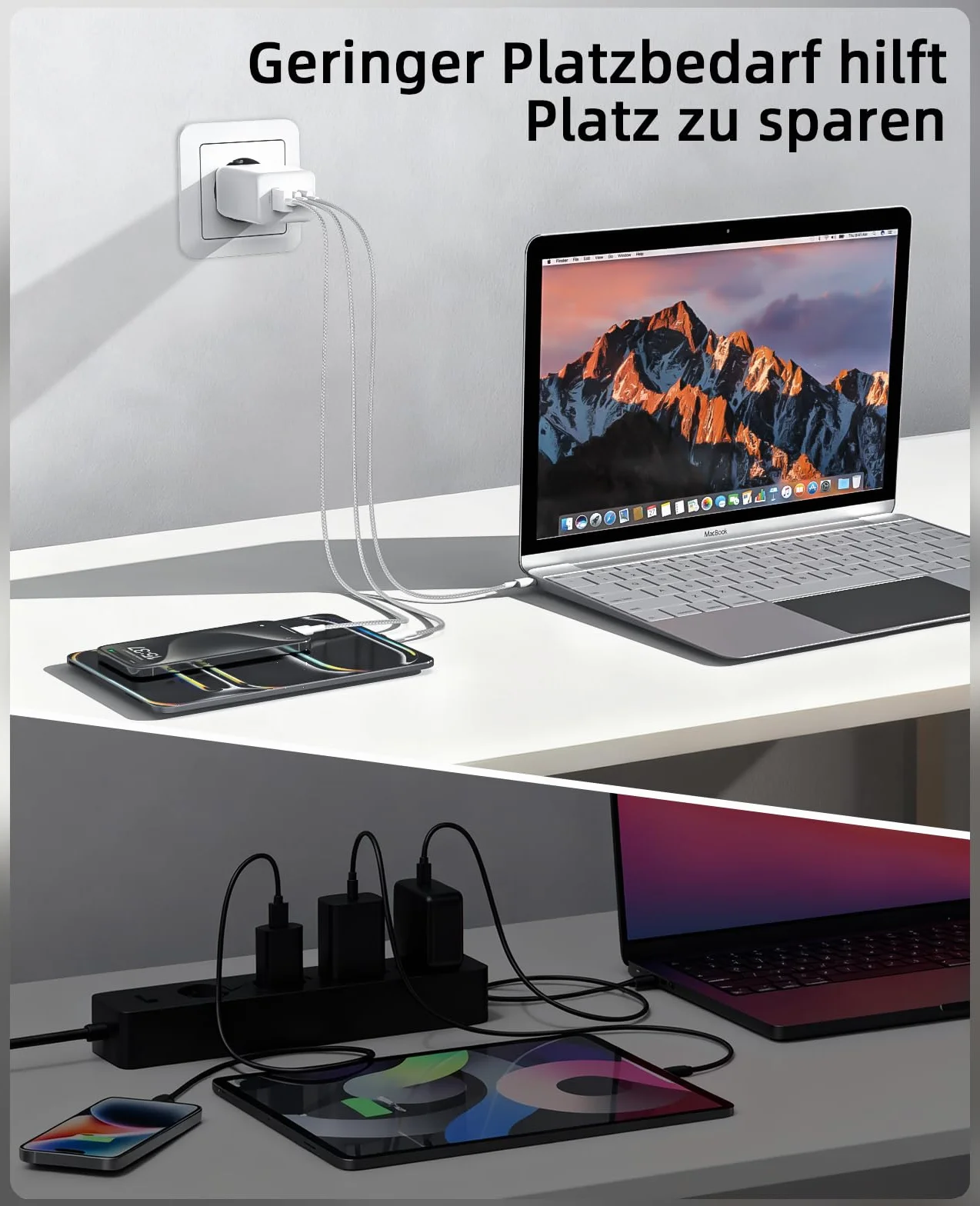 Ładowarka USB C 65 W, 3-portowa, ładowarka PD 60 W, szybkie ładowanie PPS, kompatybilna z iPhone 17/16/15, Samsung Galaxy S25/S24 Ultra, MacBook Pro/Air, iPad, Google Pixel 10/9 itd.