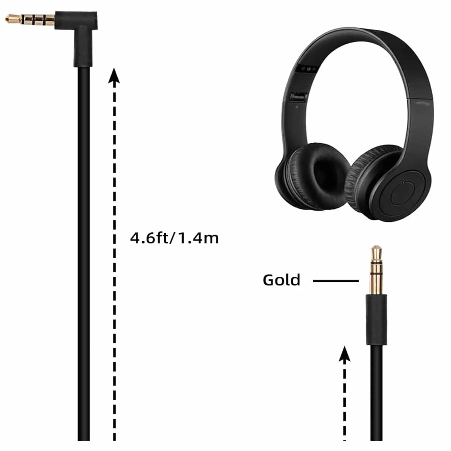 Zapasowy kabel audio Beats by Dr. Dre Solo2/3/Studio 2/3 Pro z mikrofonem i regulacją głośności, 1,2 m, czarny