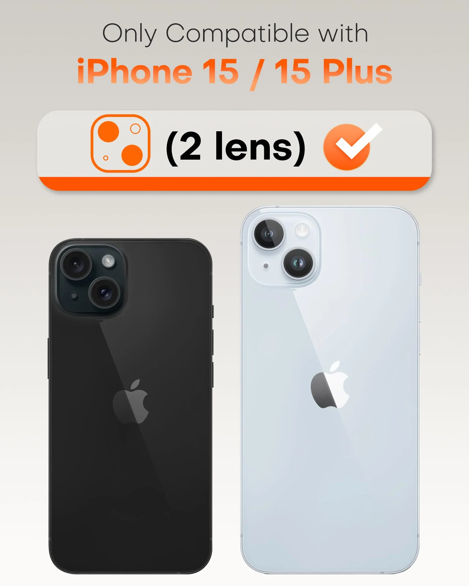 TOCOL 2 Sztuki Osłona Obiektywu Aparatu iPhone 15 Plus, Folia Szkło Hartowane 9H, Przezroczysty