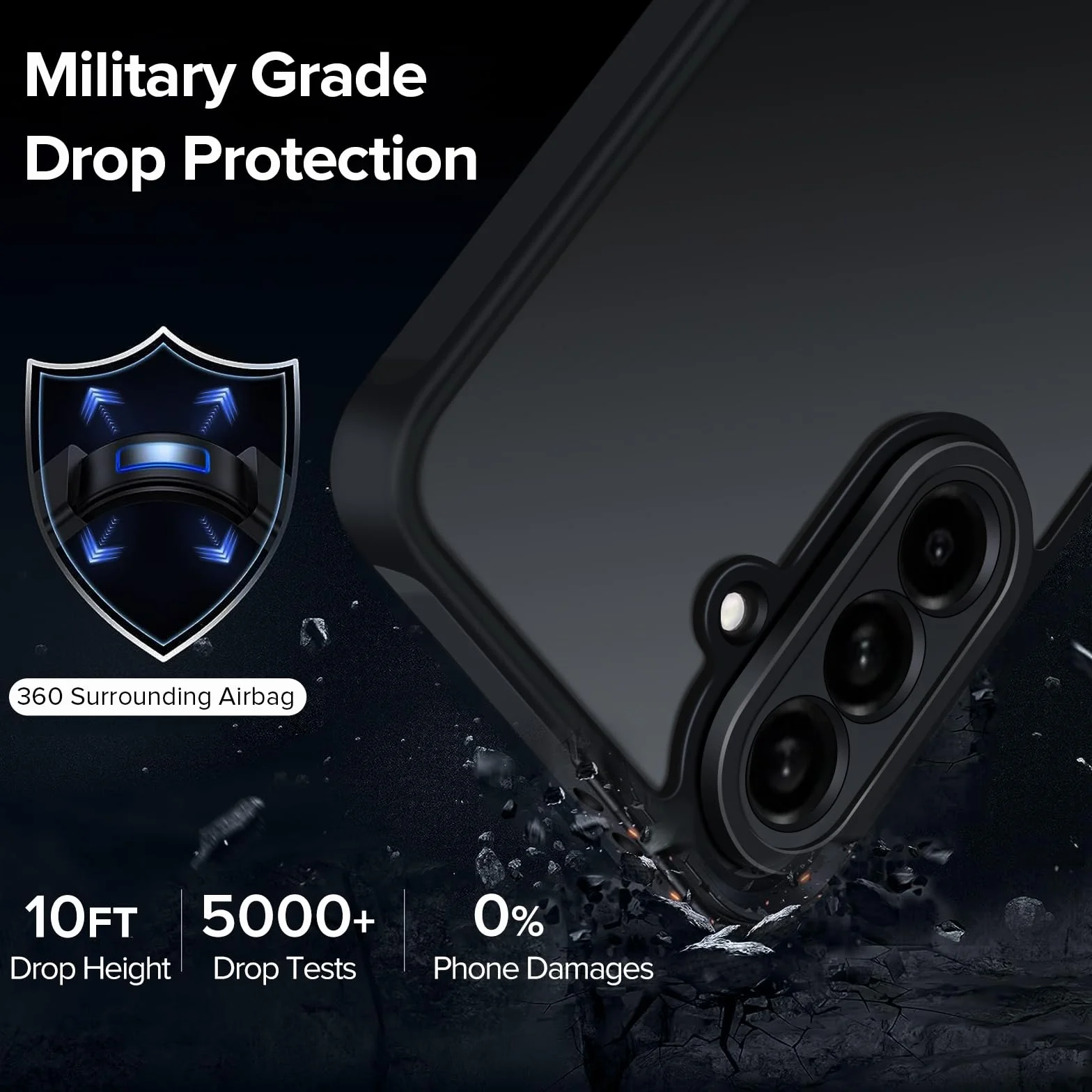 ivoler Matowa obudowa do Samsung Galaxy A56 5G wojskowa odporna na wstrząsy ochrona kamery czarne