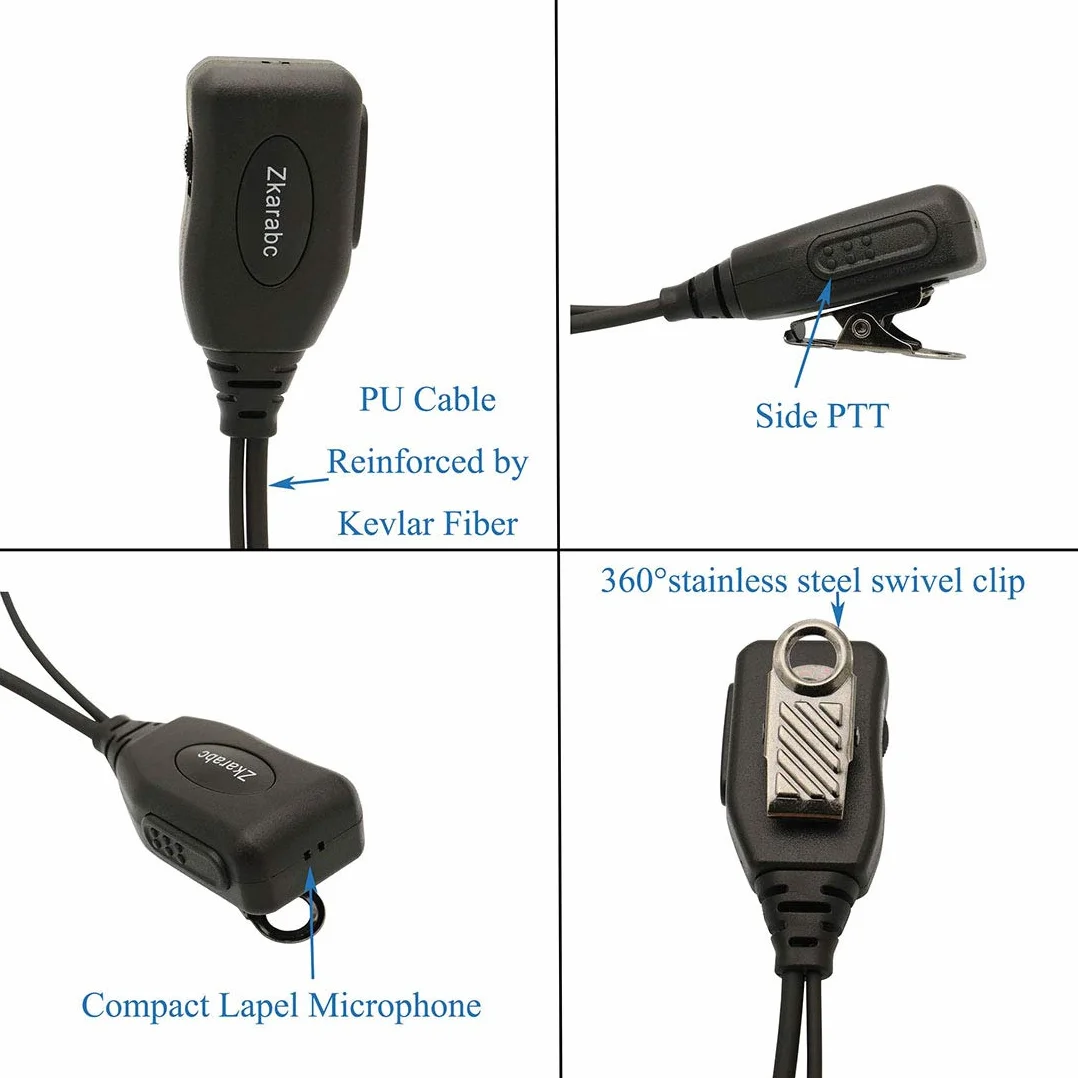 Walike Talkie słuchawki douszne z mikrofonem, kształt G, regulowana głośność, zestaw słuchawkowy, kompatybilne z Motorola CLS1410 CLS1110 BRP40 CP200 CP200D CP185 DTR650 RDU2020 RDU4100 RDU4160D