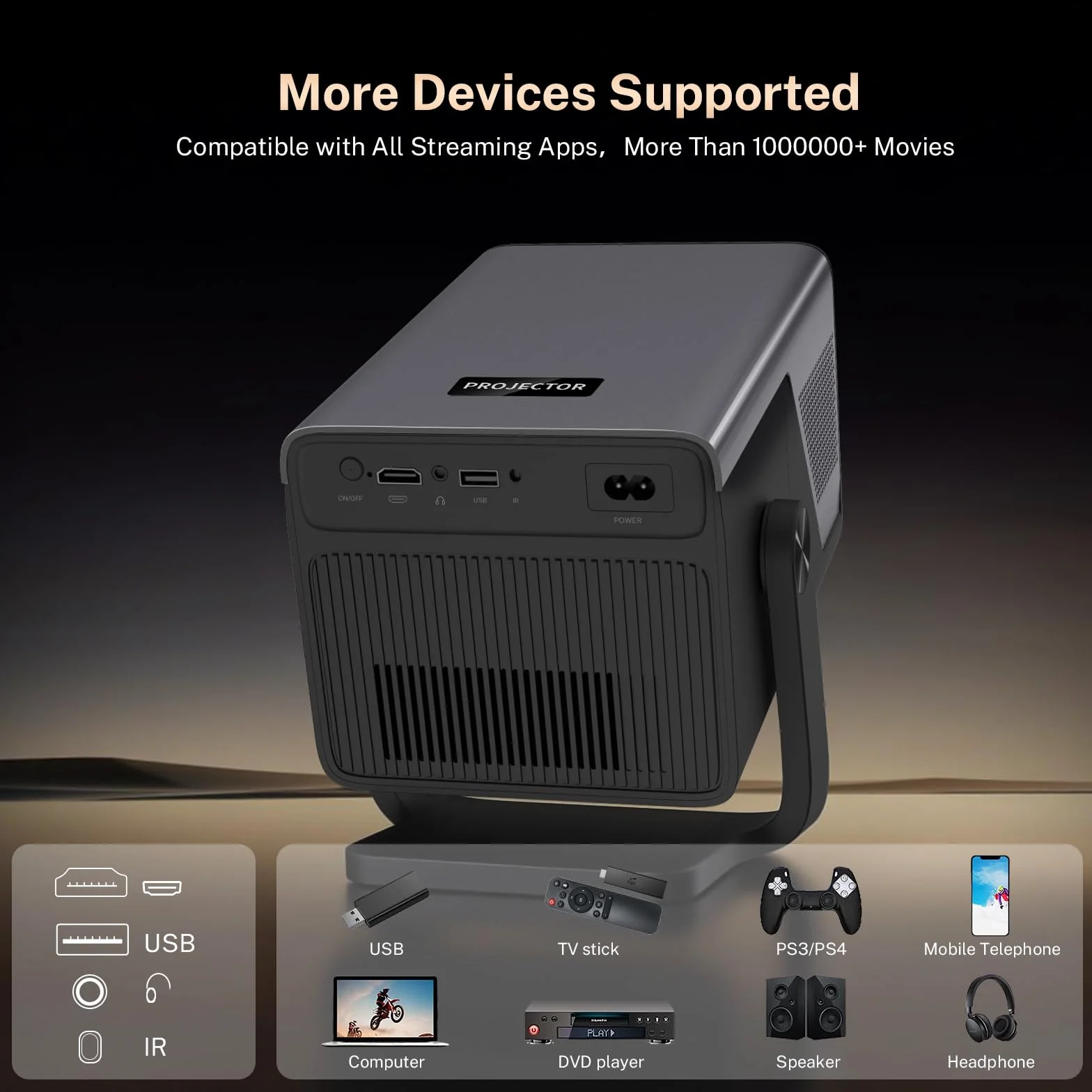 [Natywny 1080P/2000 ANSI/Asystent głosowy AI] Inteligentny projektor z systemem Android 14 OS, obsługa 4K, projektor X7 z dźwiękiem Hi-Res Audio, automatycznym fokusem AI i korekcją trapezu/Wi-Fi 6 i