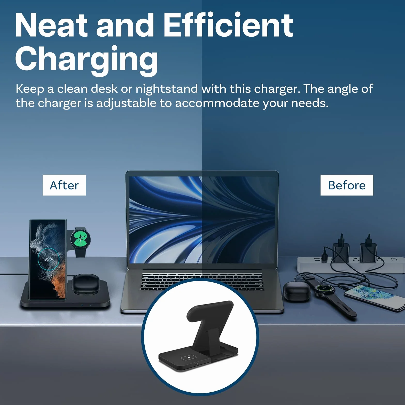 MMOBIEL Bezprzewodowa Ladowarka do Samsung - Bezprzewodowa Stacja Ladująca 3 w 1 do MagSafe Samsung Galaxy S25/S24/S23/S22, Galaxy Watch 6/5/4, Buds - 15W - Bezprzewodowe Stacja Dokująca