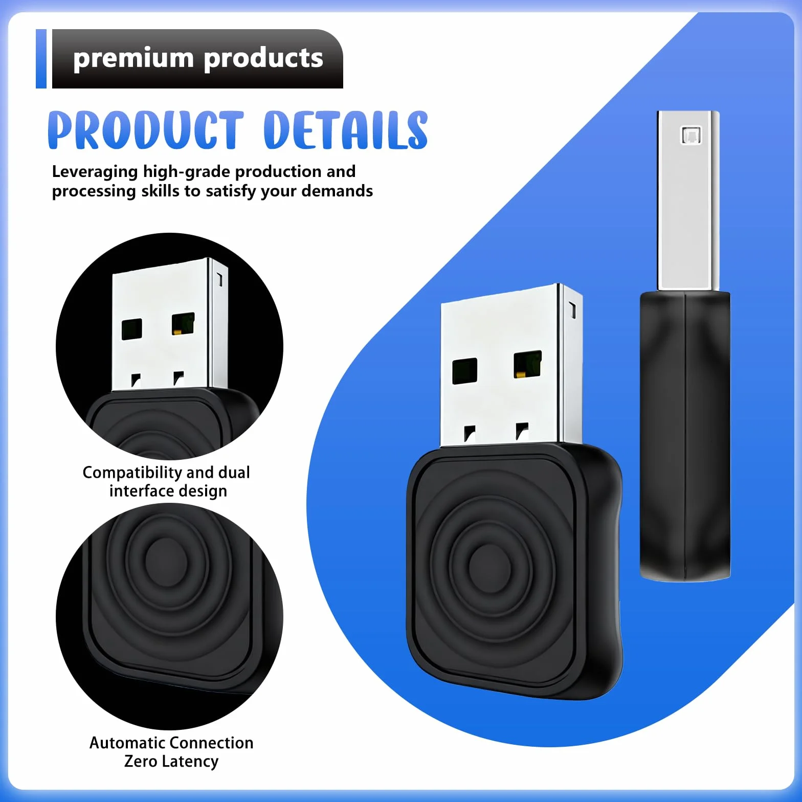 CarPlay bezprzewodowy adapter CarPlay 2 w 1, bezprzewodowy adapter CarPlay, Plug & Play, USB/Type-C Mini i stabilny adapter samochodowy USB Android do iOS 10+/Android 11+ samochodów, samochodów od
