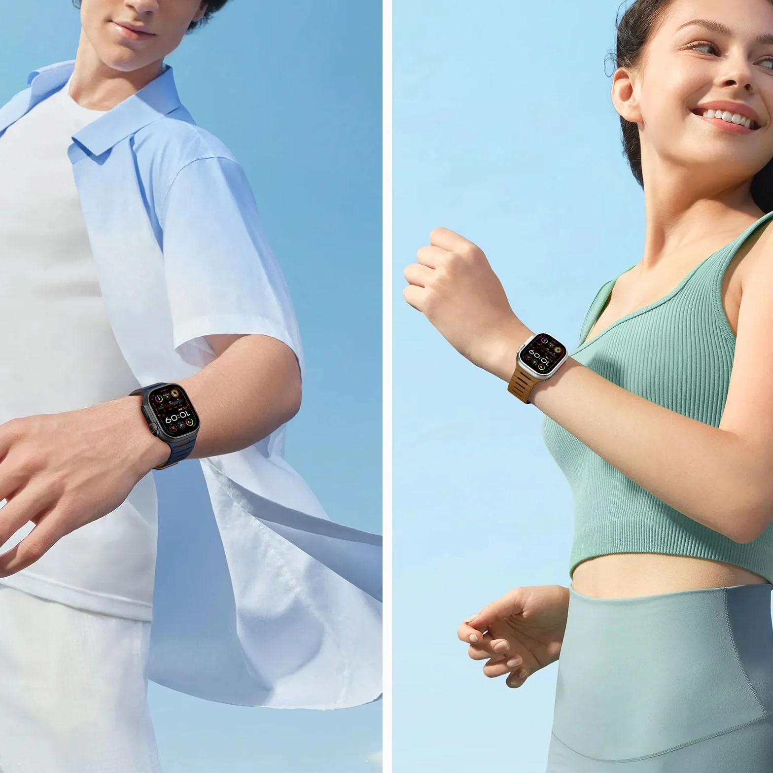 HITZEE Dwustronny dwustronny pasek magnetyczny kompatybilny z Apple Watch Band 49/46 (seria 10)/45/44/42 mm, oddychający, miękki pasek do iWatch Ultra 2 Series 10 9 8 7 SE 5 4 3 2 1
