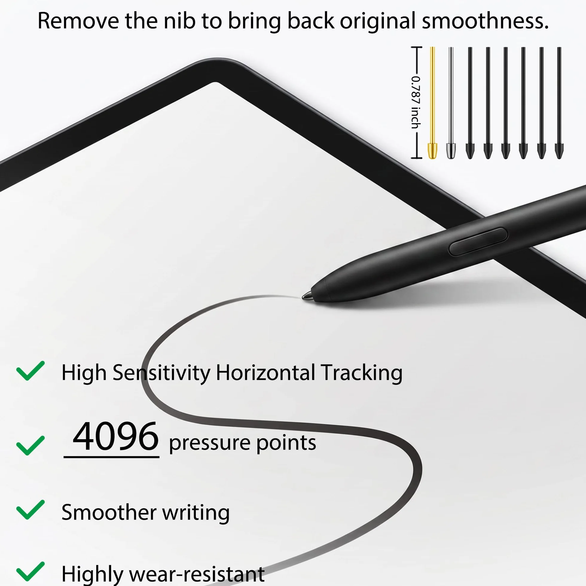 Metalowe stalówki/końcówki do Samsung Galaxy Tab S10+/S10Ultra/S9/S9FE+/S9Ultra/S8+/S7/S7 FE/S6/S6 Lite/S22/S23/S24 Ultra S długopis, stalówki/końcówki + klips
