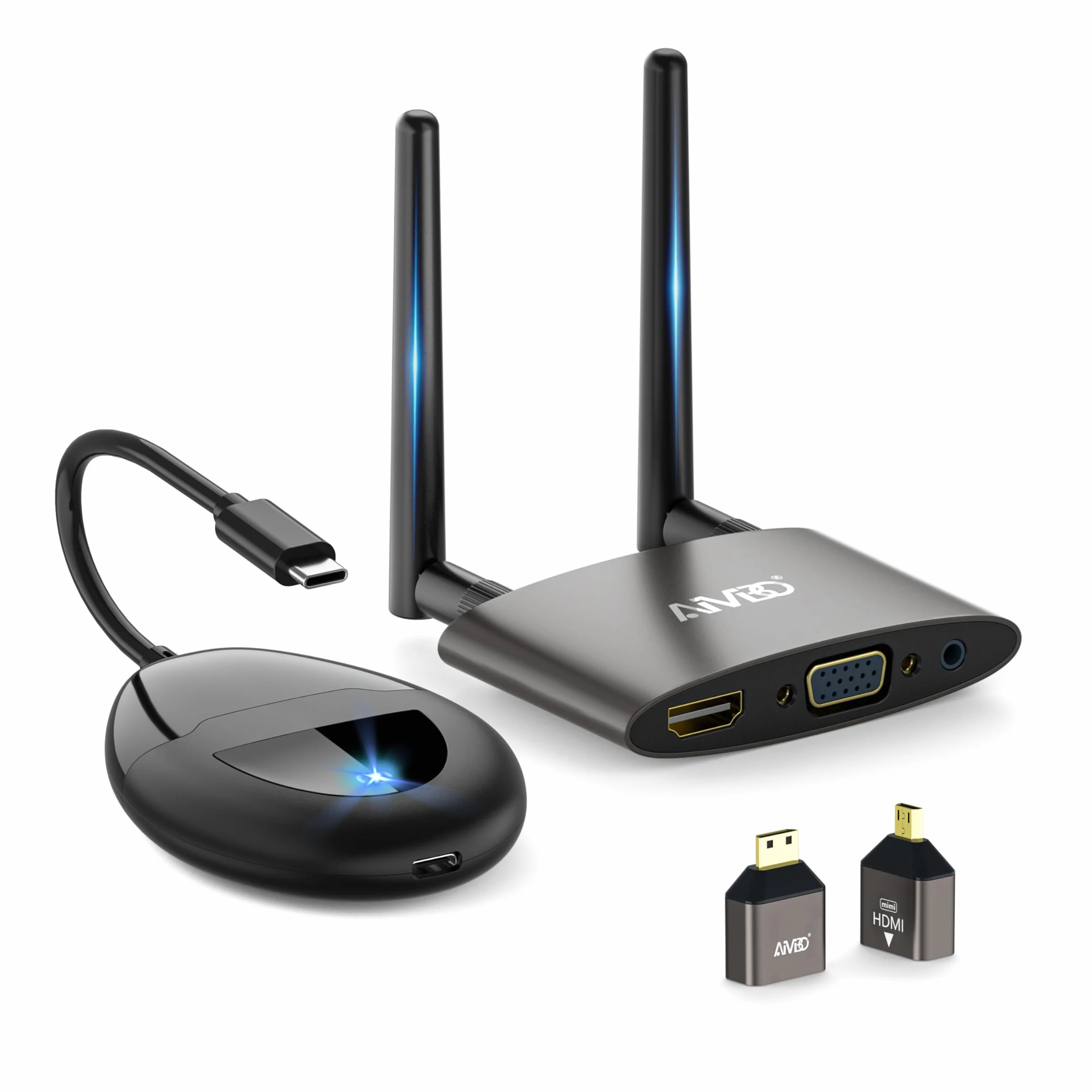 Bezprzewodowa transmisja radiowa HDMI 4K, USB C/HDMI, 5,8 G, bezprzewodowy transmiter 165 ft/50 m, do strumieniowego przesyłania wideo audio z laptopa, TV Box, kamery do projektora HDTV i monitorów
