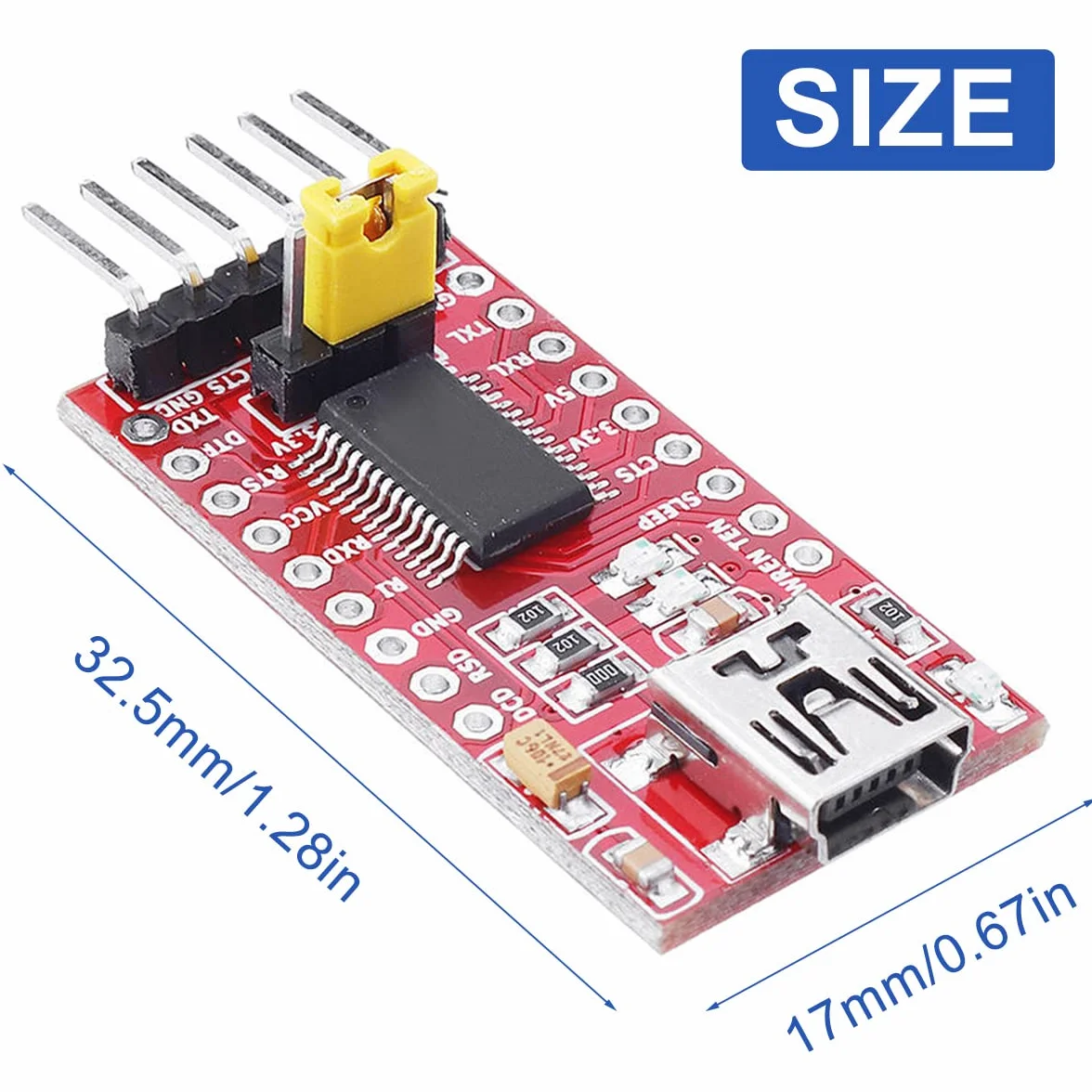 3 szt. FT232RL adapter szeregowy USB na TTL Moduł konwertera szeregowego Mini USB Obsługa 3,3 V 5,5 V stabilna wydajność dla Arduino i Raspberry Pi