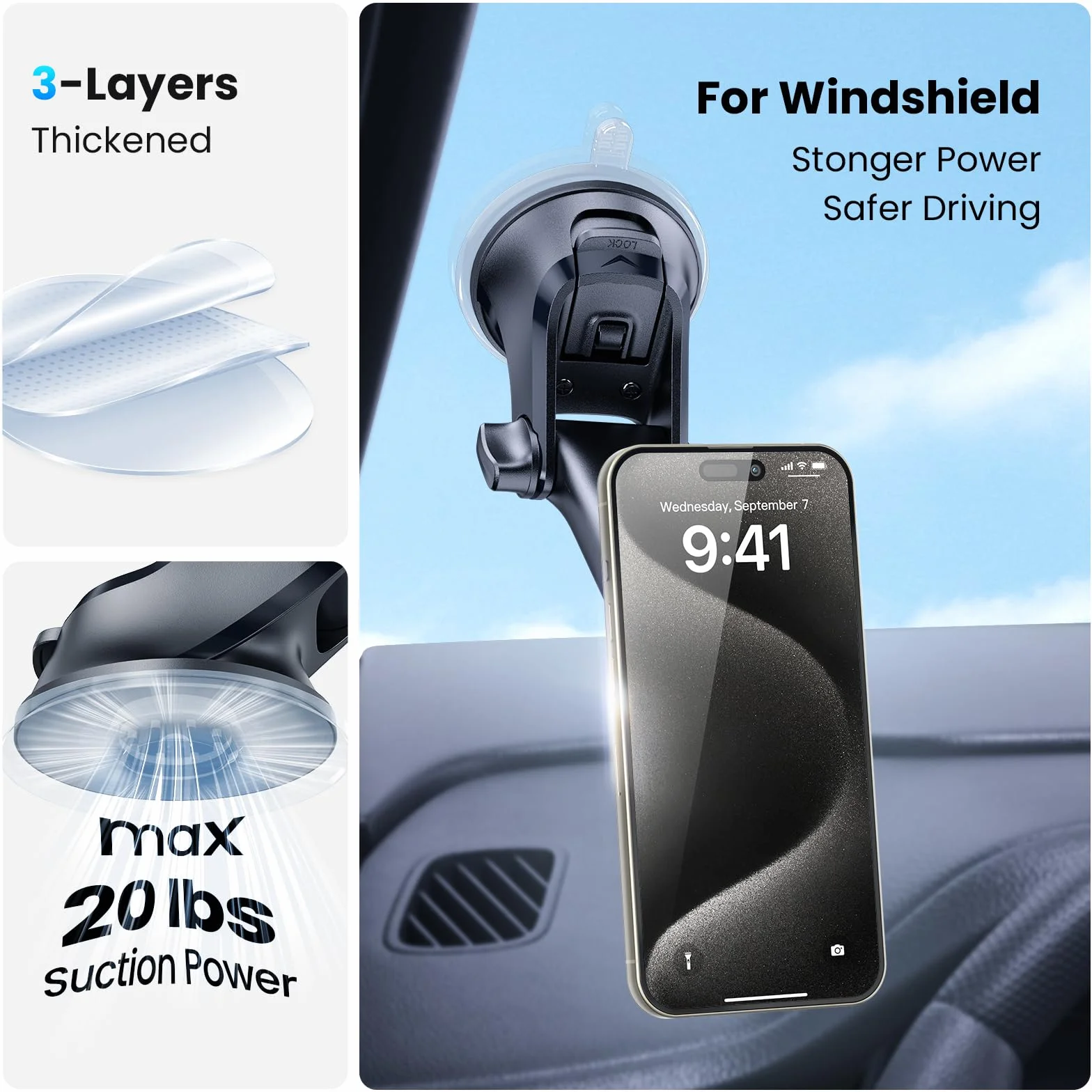 APPS2Car Magnetyczny uchwyt samochodowy na telefon, uniwersalny, regulowane ramię teleskopowe, 6 silnych