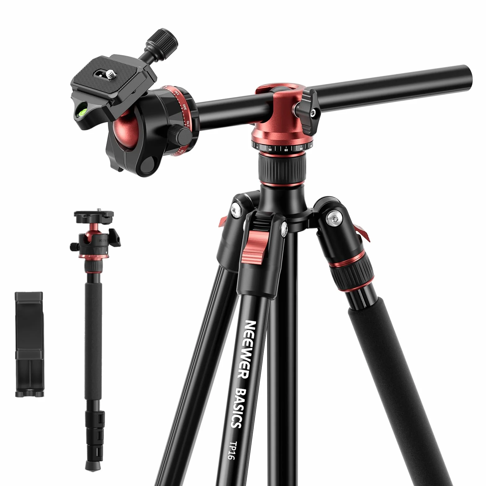 NEEWER BASICS 180.1 cm statyw monopod z kolumną środkową i głowicą kulową, stojak do szybkiego zwalniania lustrzanki cyfrowej, kompatybilny z nagrywaniem wideo w podróży przez telefon, maksymalne