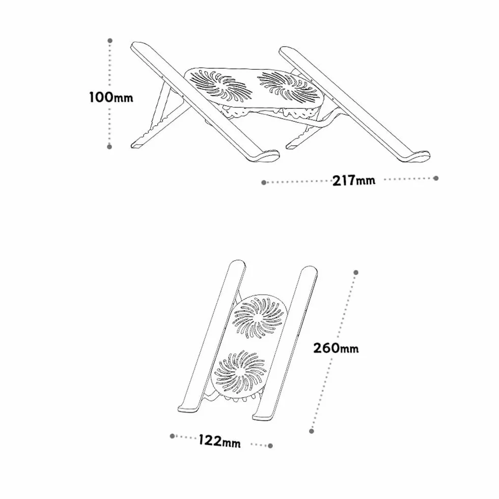 Podstawka pod laptopa, Laptop Cooler Base Stand Dual Fan Foldable Laptop Cooling Pad Aluminum Portable Bracket Akcesoria biurowe(Gray)