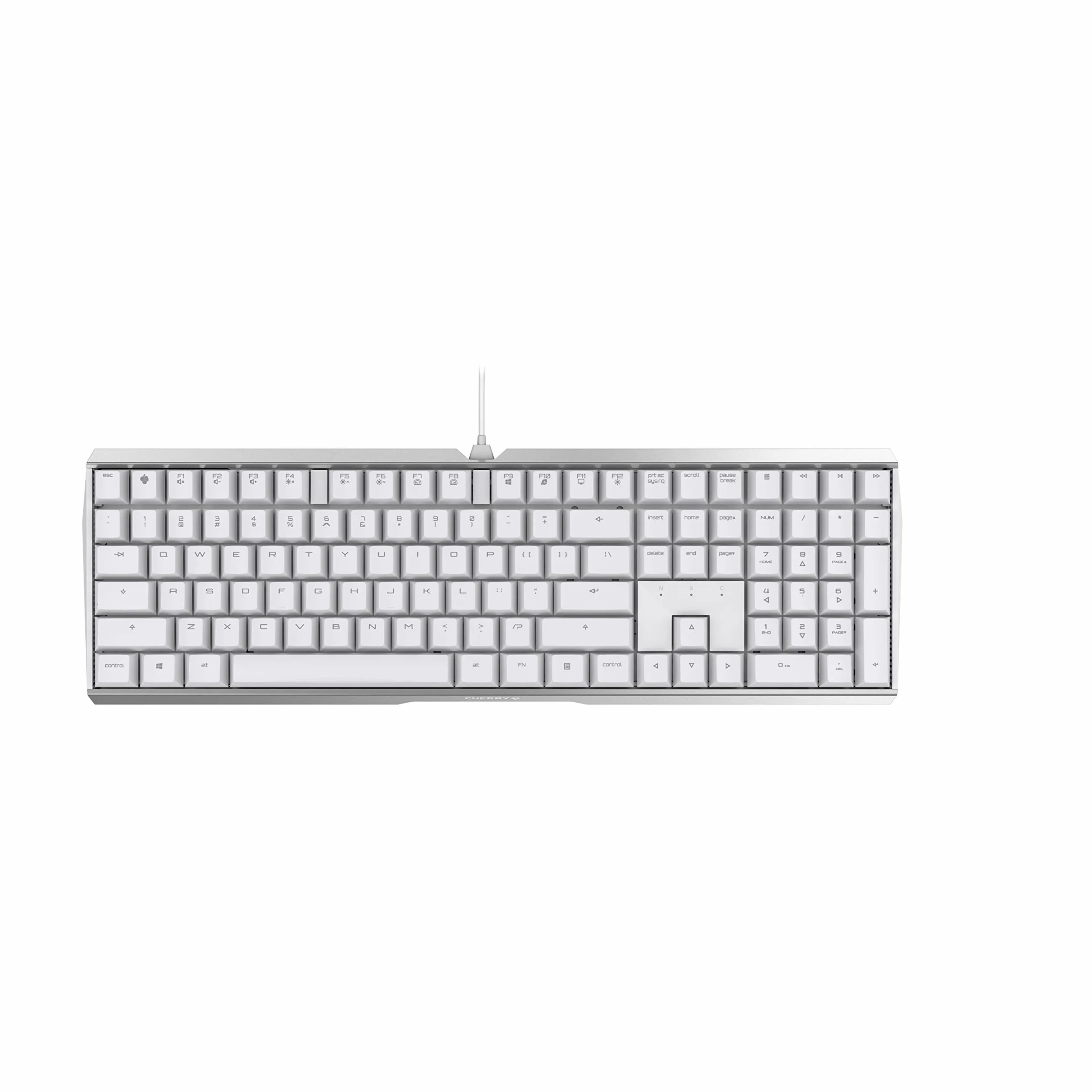 CHERRY MX Board 3.0 S Przewodowa klawiatura do gier QWERTY, Międzynarodowy układ USA MX Niebieskie Przełączniki bez oświetlenia, biały