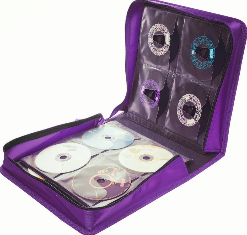 Pojemność CD/DVD ochronne etui na płyty CD/DVD, portfel, organizer, uchwyt do przechowywania, torba przenośna, z uchwytem do noszenia – HOLDS CD DVD Blu Ray Video Games Disc (mieści 256 płyt CD,