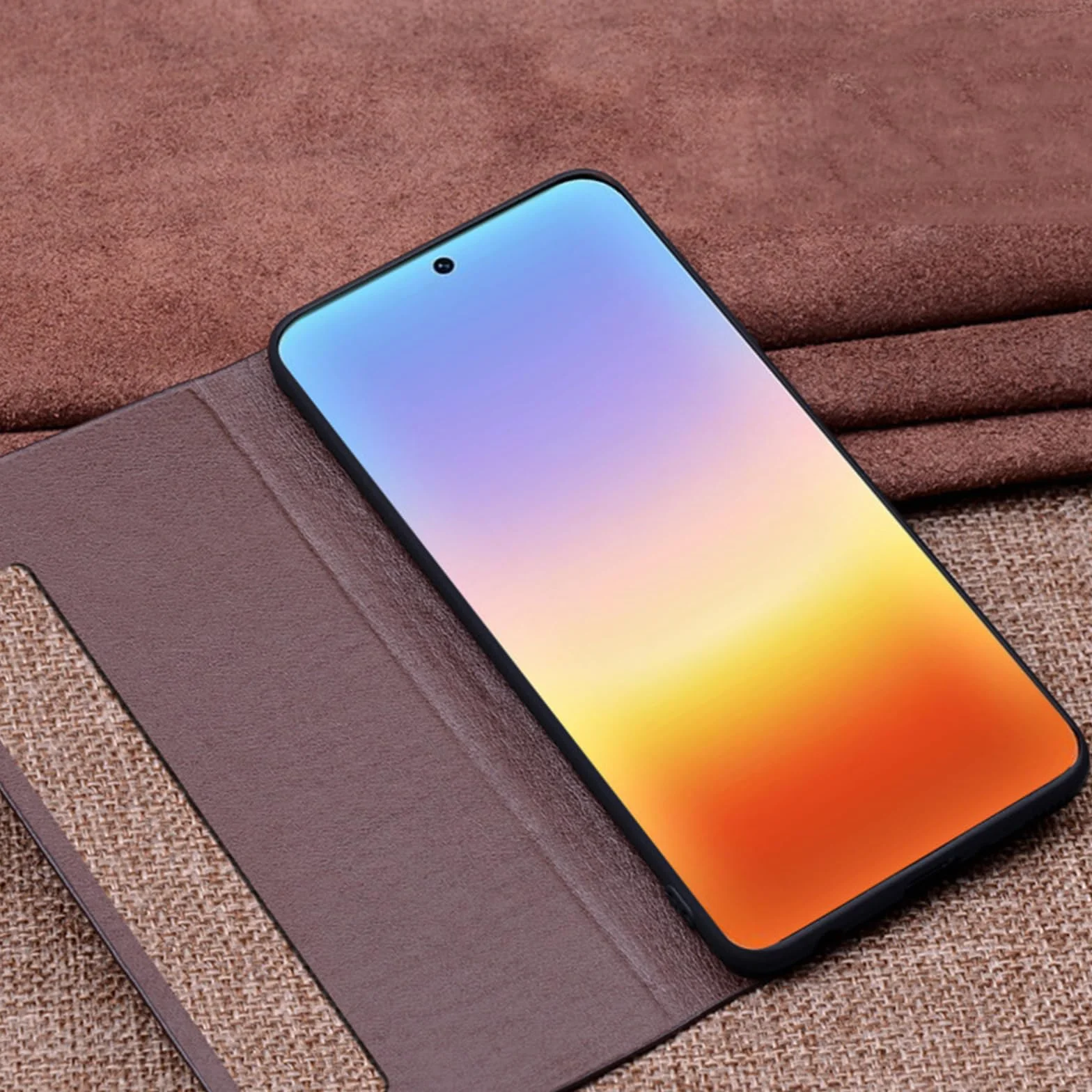 Etui z prawdziwej skóry do Huawei Pura 90 Pro Max/90 Pro, cienkie, inteligentne etui z klapką z pełną ochroną obiektywu, czarne, 90 Pro
