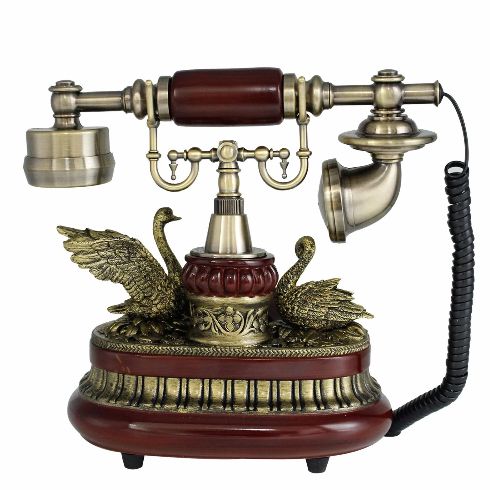 Telefon vintage, telefon retro z tarczą obrotową, zabytkowy stacjonarny, klasyczny przewodowy, do użytku domowego