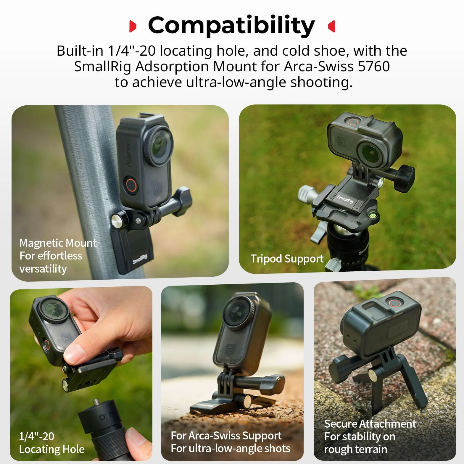 SMALLRIG Zestaw Vertical to Horizontal Action Camera Cage do DJI Osmo Nano, z otworem lokalizacyjnym 1/4"-20, silikonową uszczelką, zimną stopką, konstrukcją szybkiego montażu - 5757