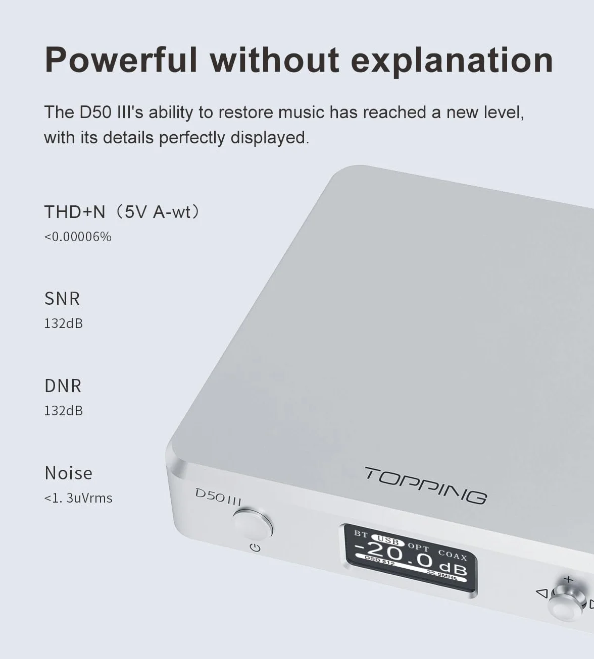 Topping D50 III DAC z podwójnym chipem ES9039Q2MIII, XMOS XU-316, Qualcomm QCC5125, DSD512, USB-C (czarny)