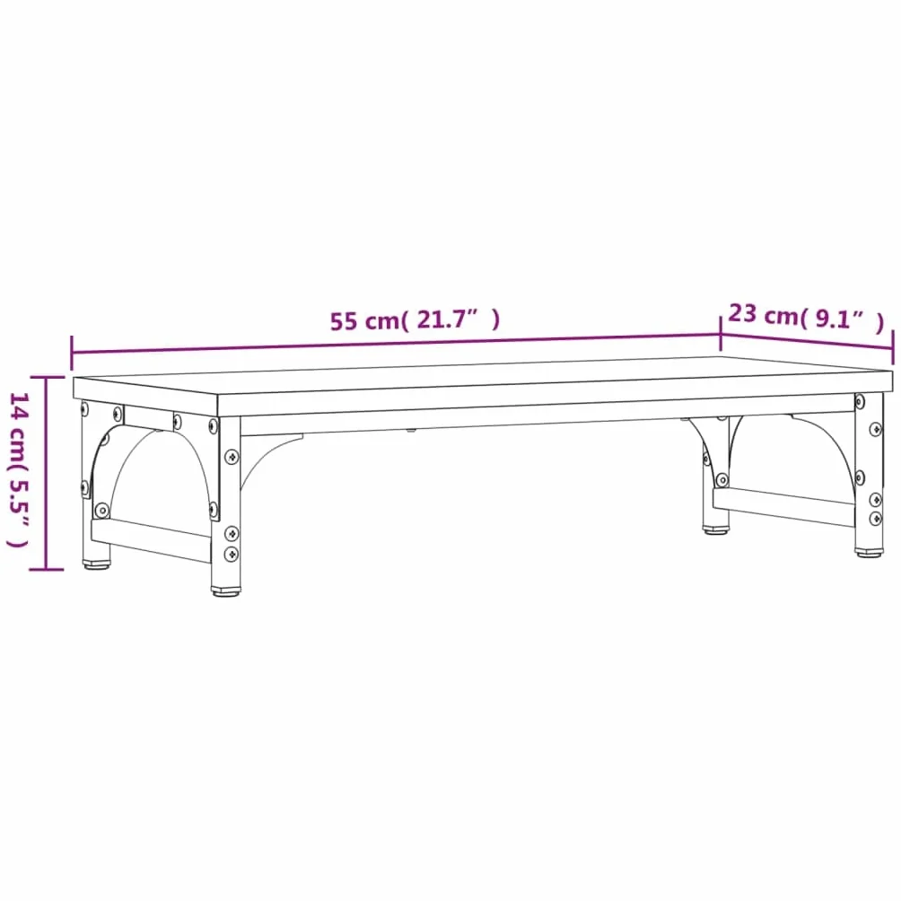 Hothingwell Uchwyt na monitor dębowy sonoma 55 x 23 x 14 cm, wykonany z drewna inżynierskiego, ergonomiczna konstrukcja z schowkiem pod ekranem na klawiaturę i akcesoria, antypoślizgowe regulowane