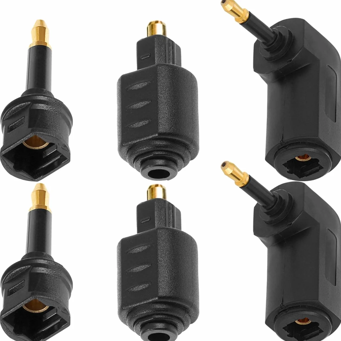 6 szt. Fiber Optic Toslink to 3,5 mm Mini Toslink Digital Jack Plug Adapter, żeński do męskiego Mini Optical Audio Connector, prawy kąt 90 stopni konwerter do Toslink Mini Toslink Cable