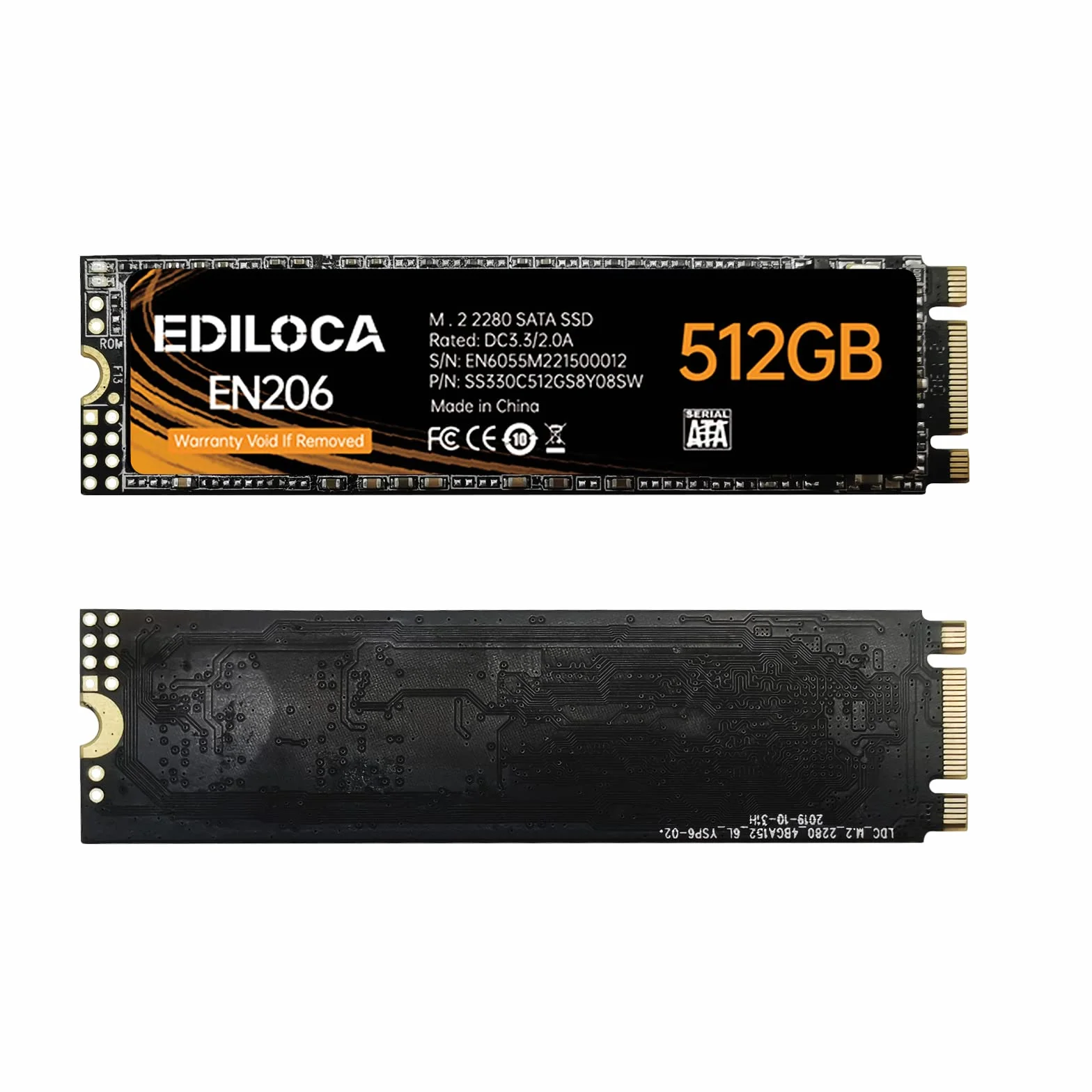 Ediloca EN206 512 GB 3D NAND TLC M.2 SSD, M.2 2280 SATA III 6 Gb/s SSD wewnętrzny dysk twardy, prędkość odczytu/zapisu do 550/460 MB/s, kompatybilny z ultrabookami, tabletami i mini komputerami