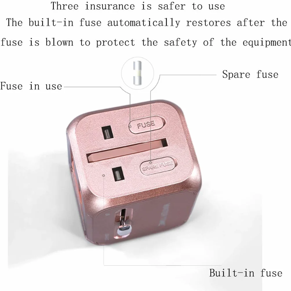 Przenośne podróże Międzynarodowe Gniazdo Konwersji Międzynarodowej, Worldwide Universal Adapter, Universal Socket Converter (Color : Gold)