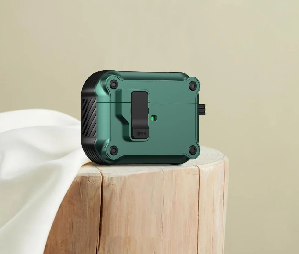 etui kompatybilne z AirPods Pro (2. generacji) (Kolor: ciemnozielony) Pokrowiec ochronny Blokada twarda silikonowa osłona