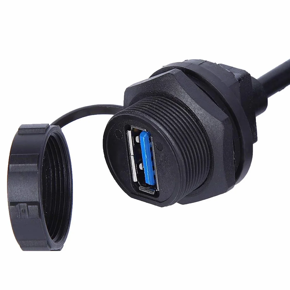 Wodoszczelne złącze USB 3.0, męskie złącze kablowe, montaż na panelu sterowania, adapter do telefonów komórkowych, samochodów, dysków twardych, przemysłowych