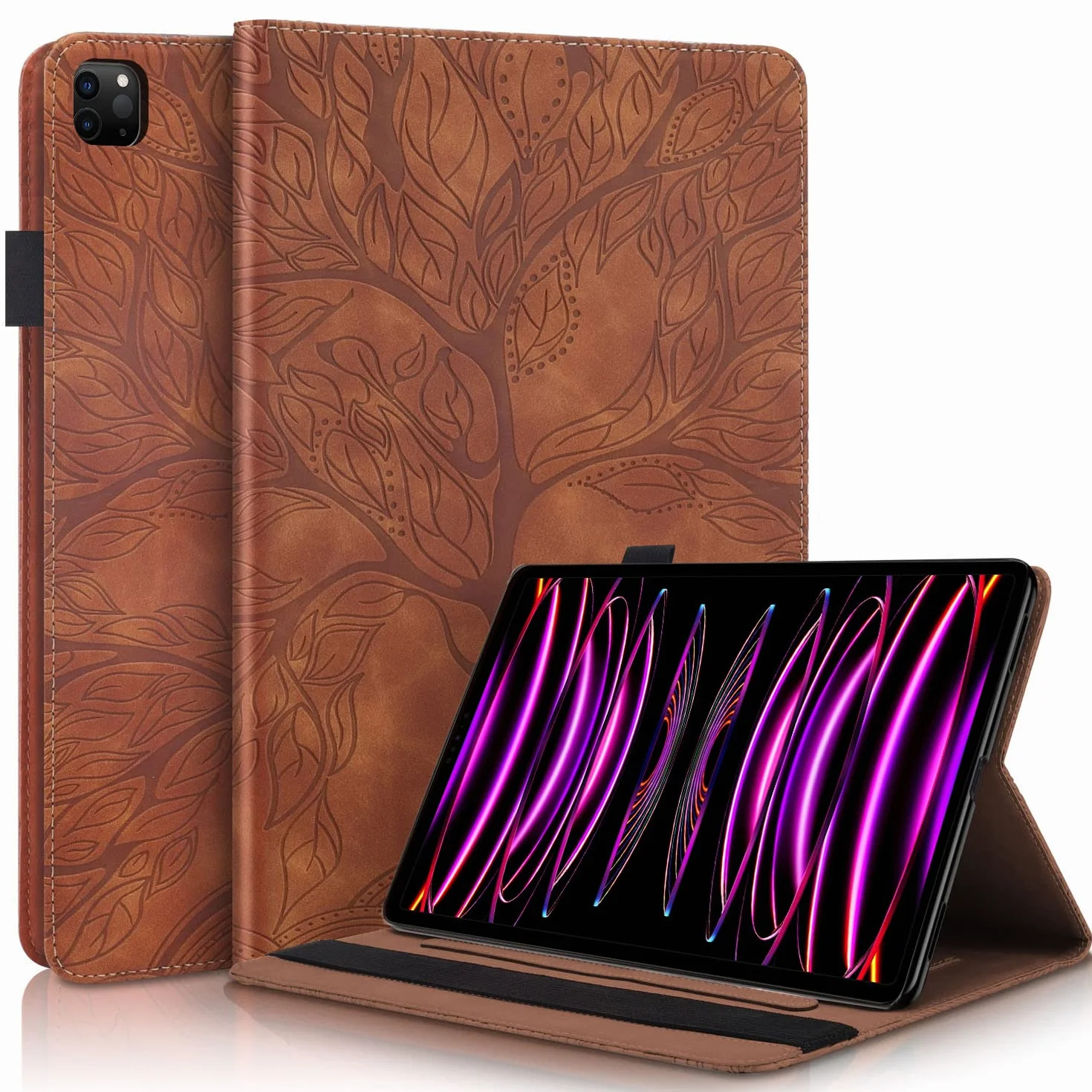 Etui iPad Pro 12.9 6. i 5. generacji (2022/2021/2020) Ultra Slim PU Pokrowiec ochronny na tablet z funkcją stojaka, etui z uchwytem na iPada Pro 12.9 2022/2021/2020 Brązowy