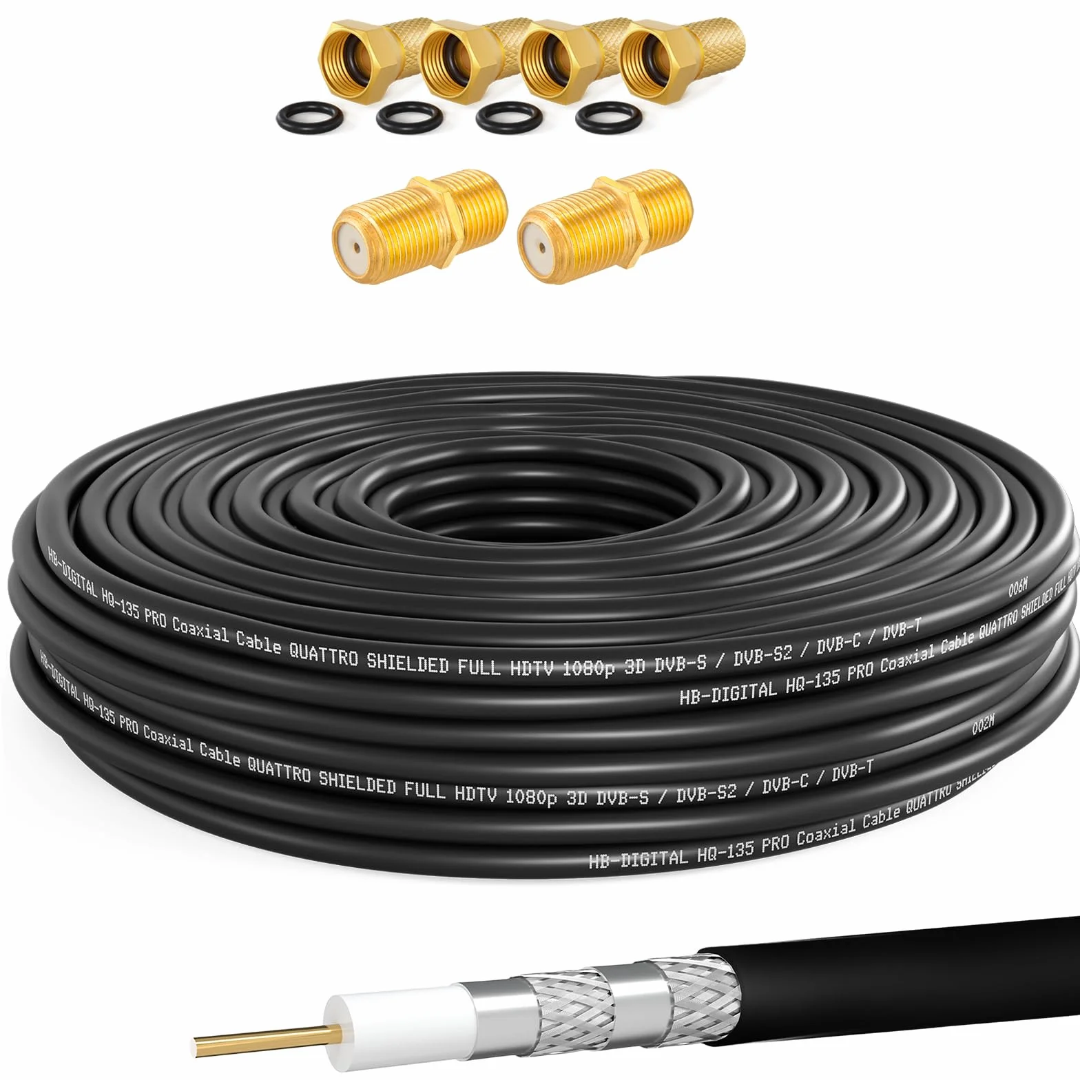 SAT Kabel koncentryczny 15 m HQ135 PRO do DVB-S/S2 C/C2 T/T2