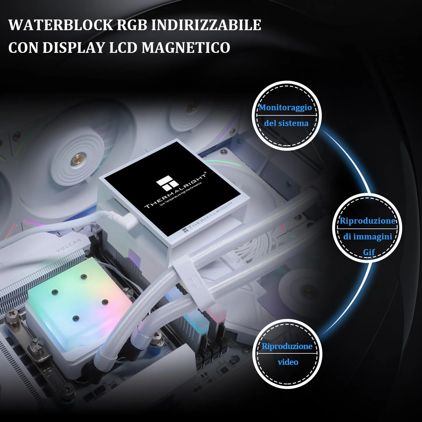 TR Hyper Vision 360 UB ARGB White AIO Chłodzenie cieczy, do AM5 / Intel LGA1851/1700, 3,95 cala Magnetyczny wyświetlacz LCD z rozdzielczością 480x480 dla obrazów