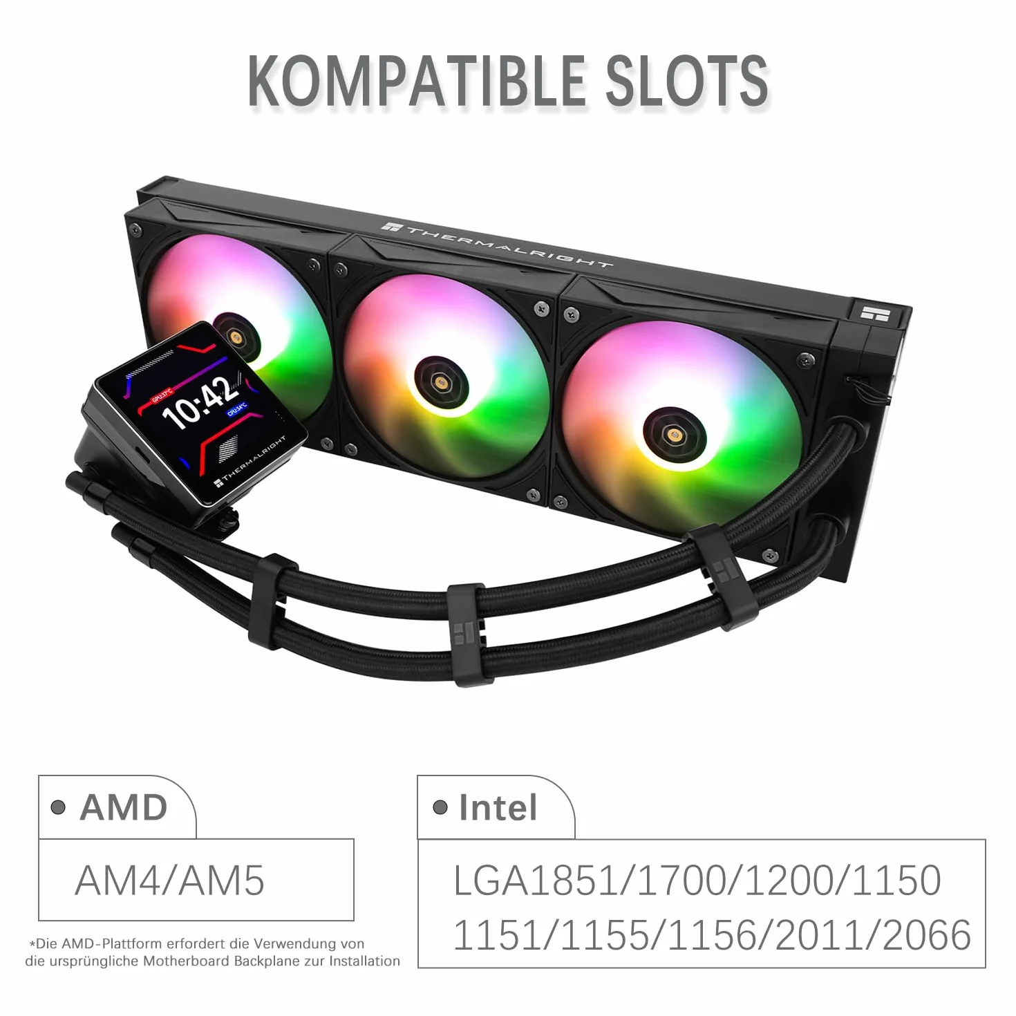 TR-Thermalright Grand Vision 360 ARGB czarna chłodnica procesora, 3,4-calowy ekran IPS LCD o rozdzielczości 480 x 480, magnes, motyw ekranu DIY, do AM4/AM5, LGA1851/1700/115x