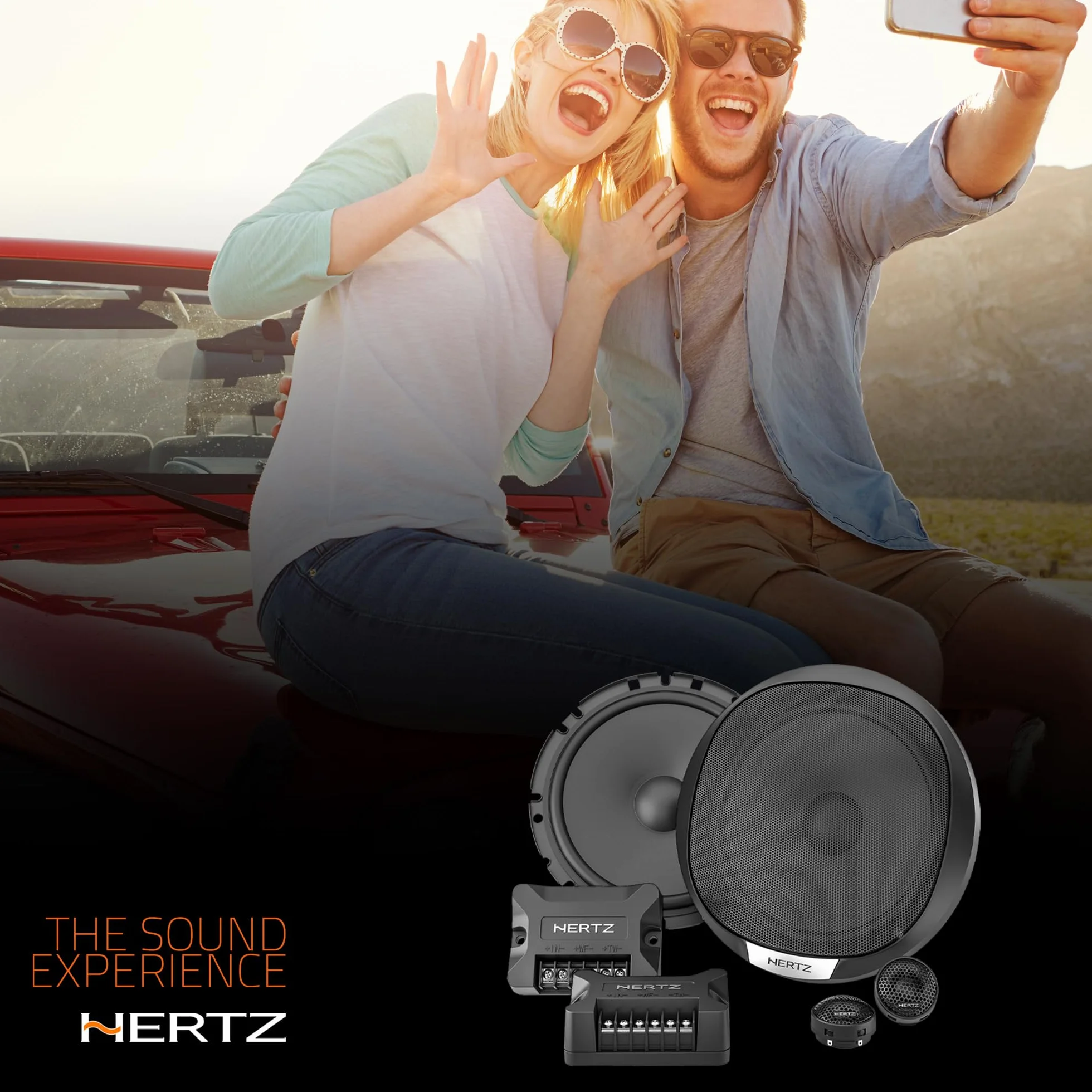 Hertz K 165 Fan Edition 2-drożny zestaw głośników niskotonowych 165/170 mm, 24 mm głośnik wysokotonowy i wbudowany crossover, 300 W Peak, 4 omy, kratki w zestawie i łatwa instalacja