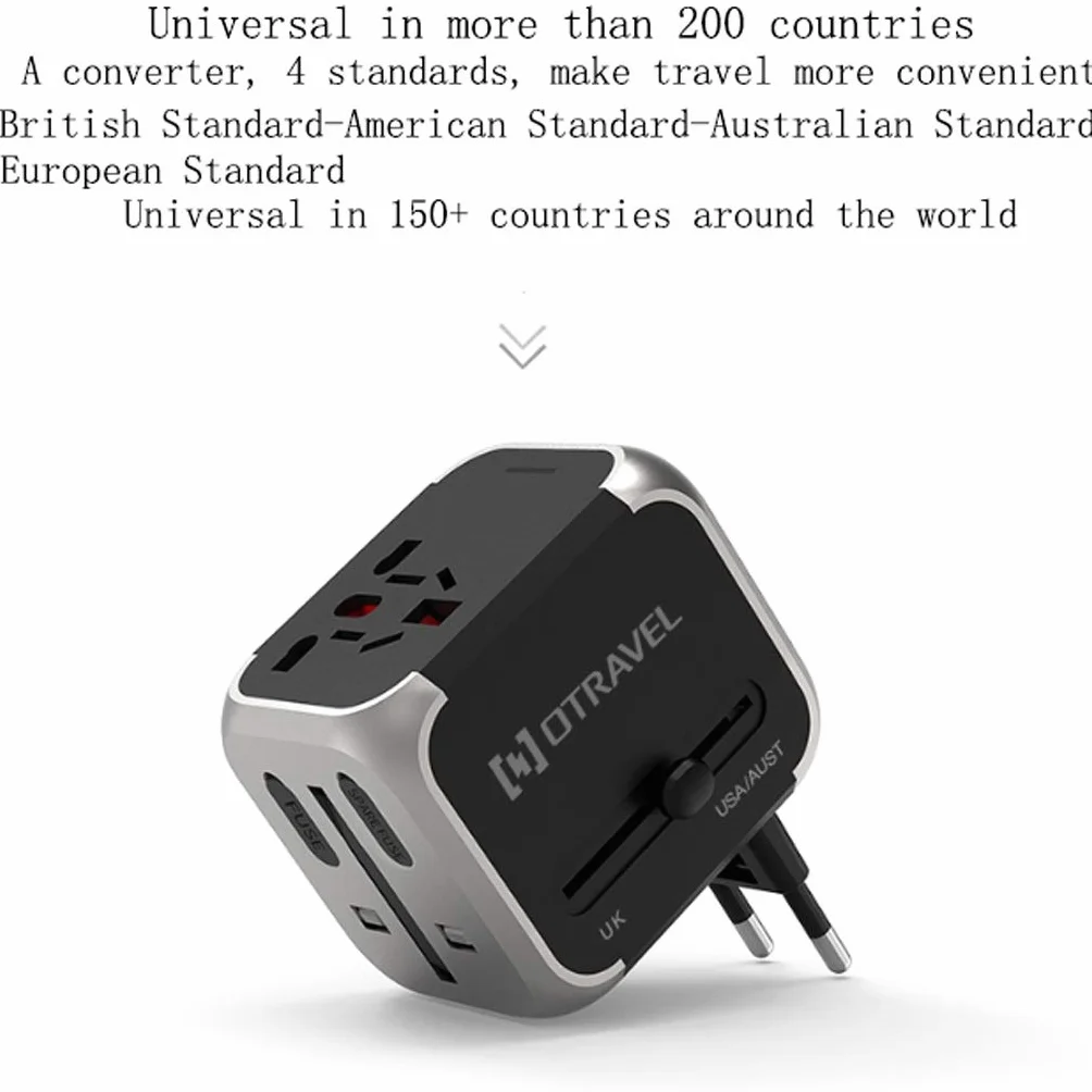 Na całym świecie adapter podróży, Adapter Travel Socket International, przenośne podróże Międzynarodowe Ładowanie Gniazdo Konwersji (Color : D, Rozmiar : 65x50x60mm)